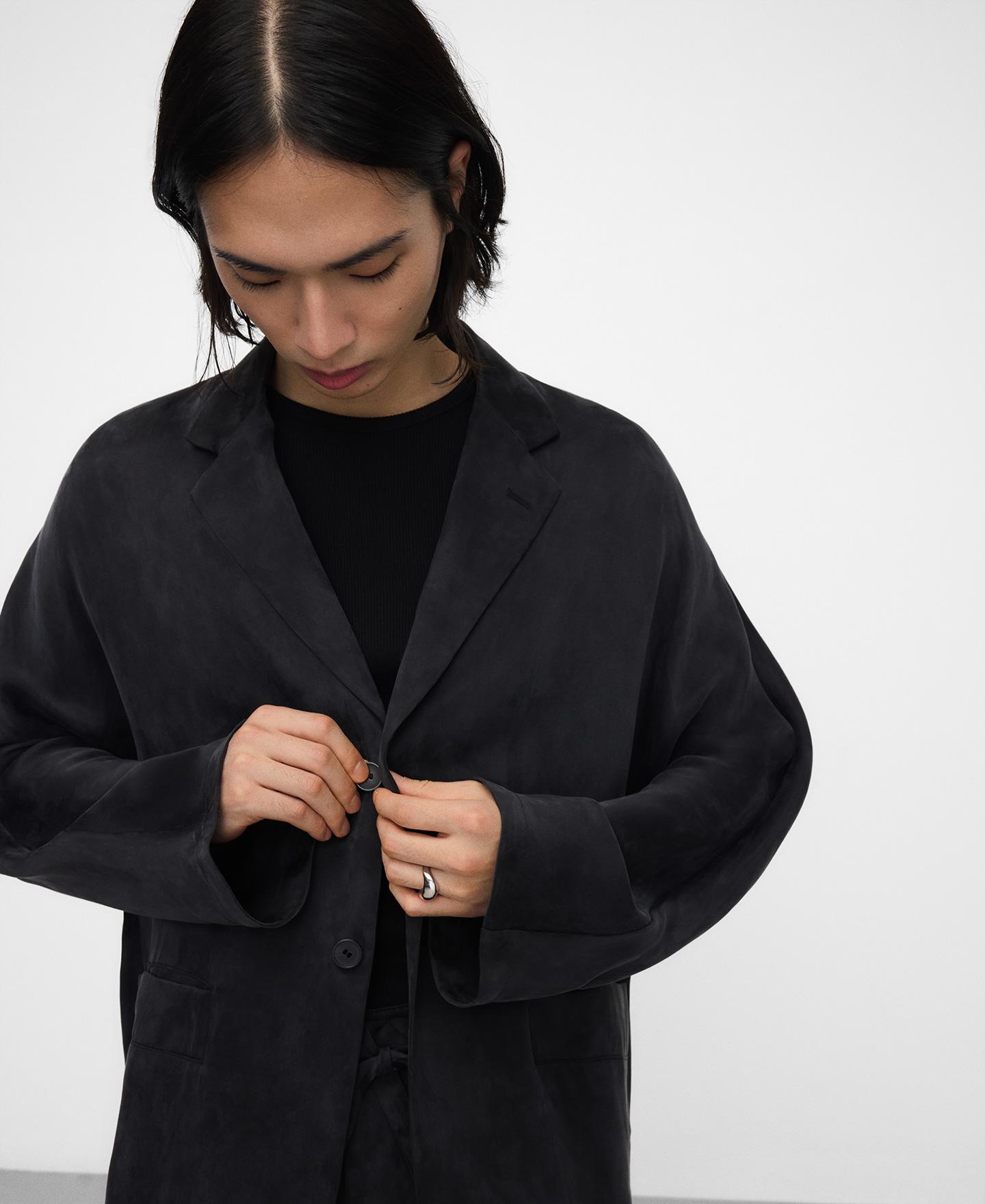 Blazer Relaxed Fit Desestruturada Preto-2