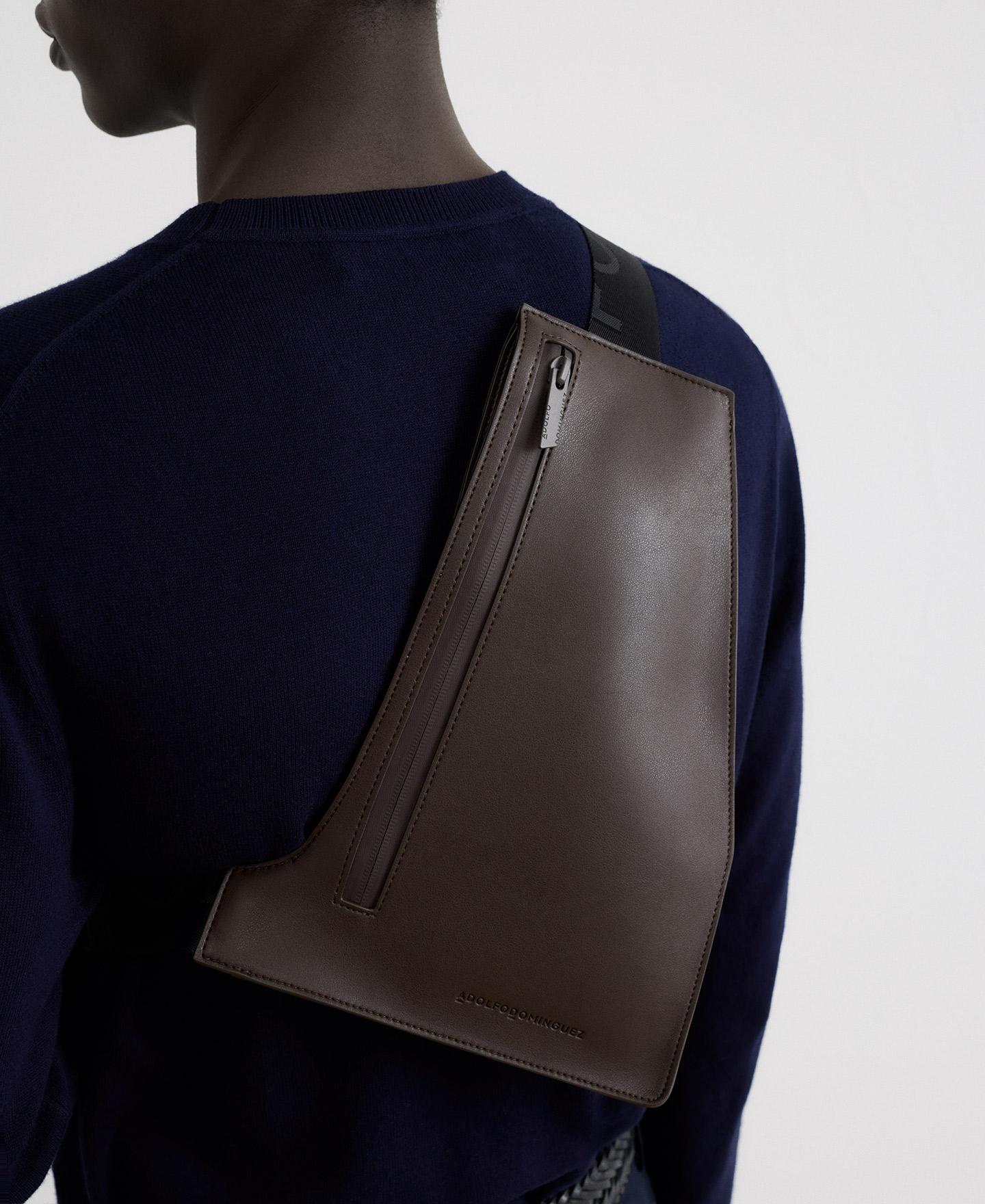 Mala a Tiracolo Crossbody com Alça Ajustável Castanho-escuro-5