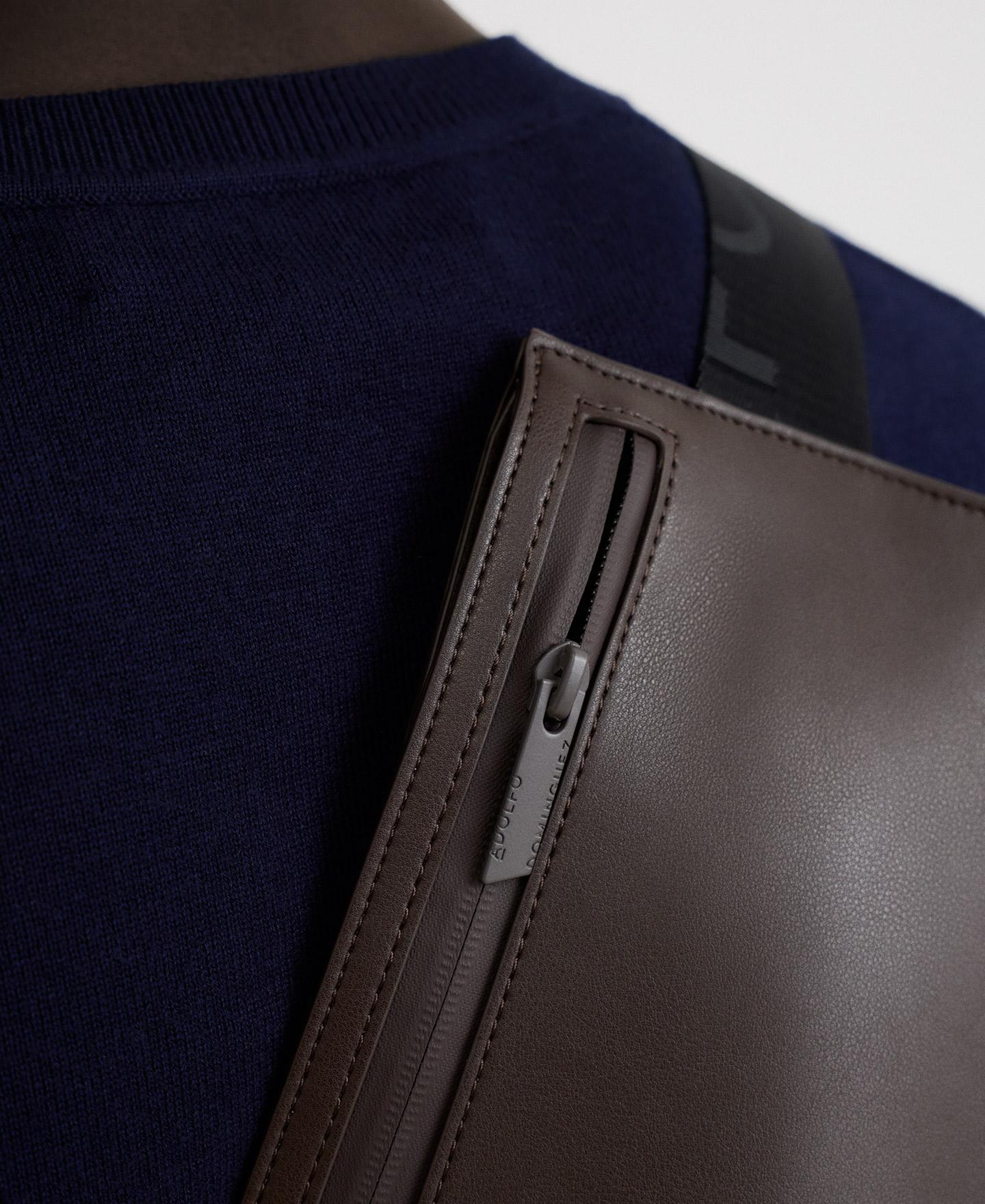 Mala a Tiracolo Crossbody com Alça Ajustável Castanho-escuro-6