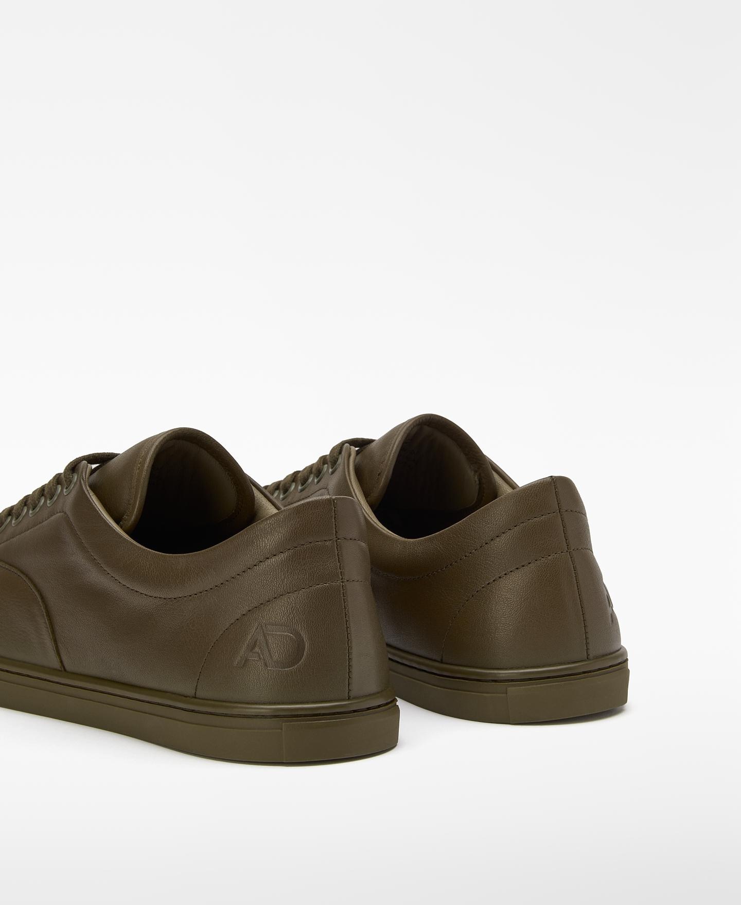 Sapatilhas Desportivas Barefoot de Pele com Atacadores Caqui-3