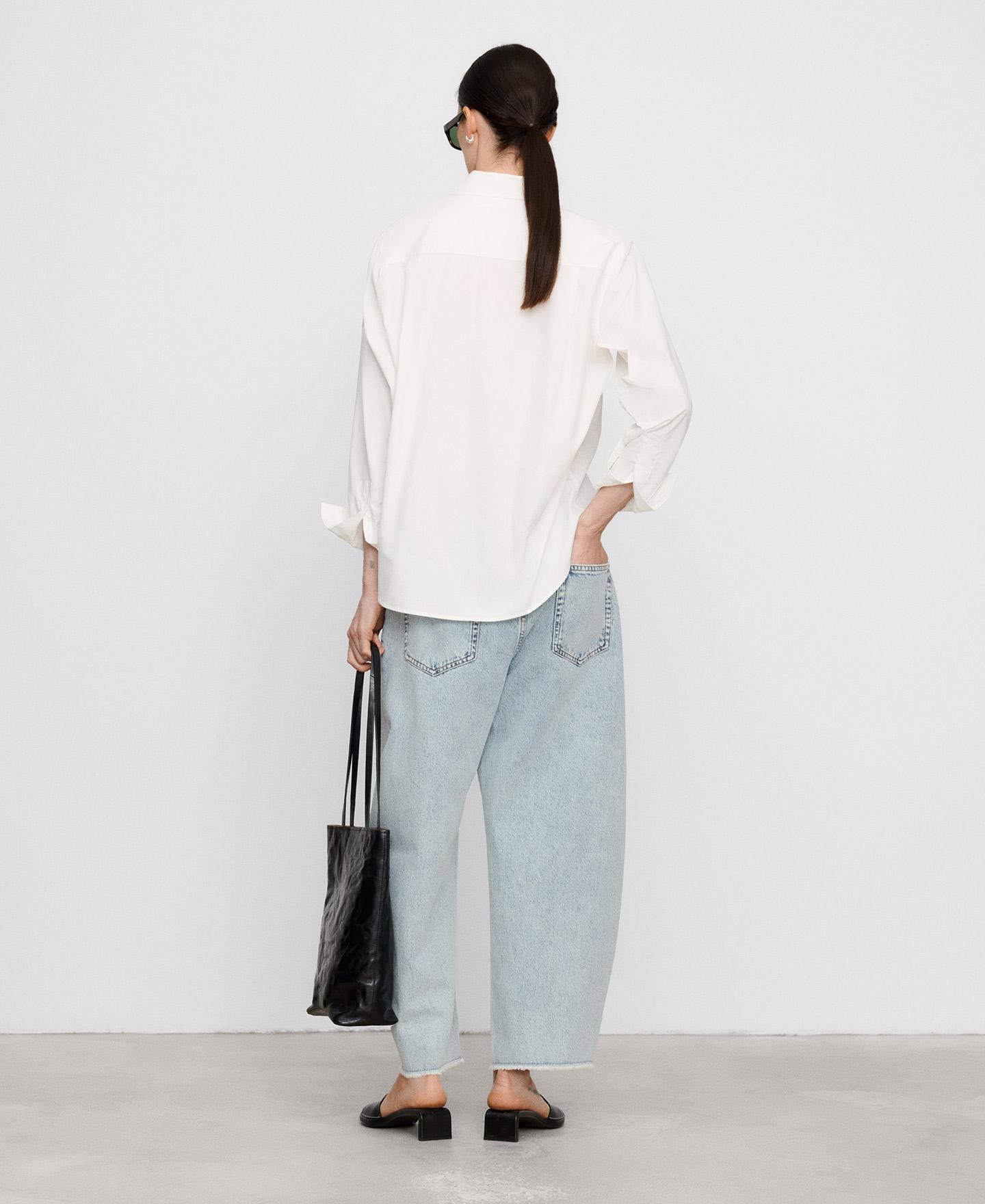Calças Largas Barrel Fit em Denim Azul-claro-3