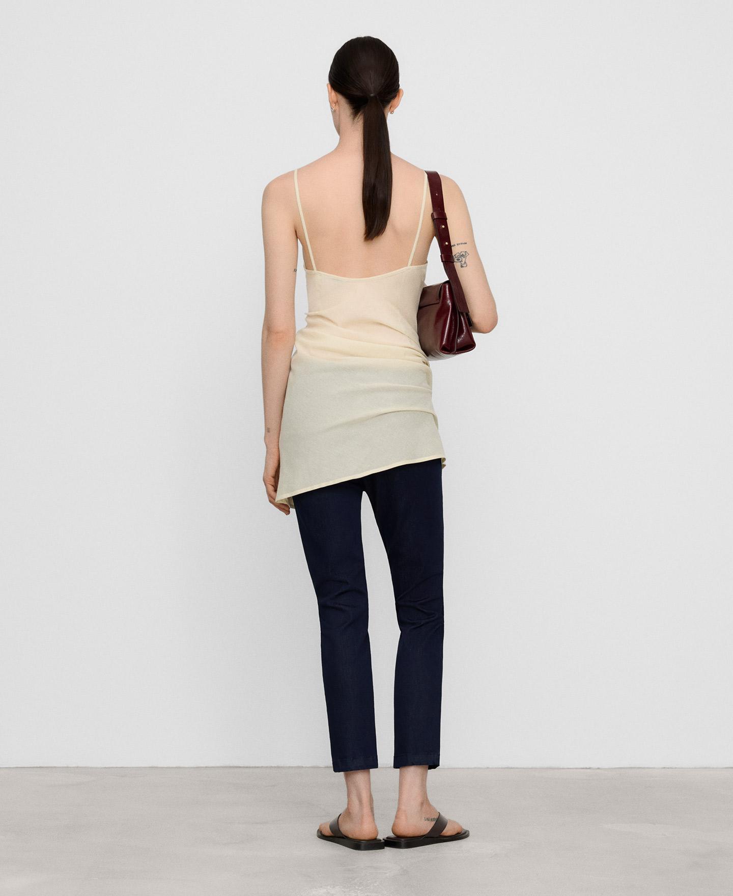 Jeans Skinny Denim com Comprido Pelo Tornozelo Azul denim-3