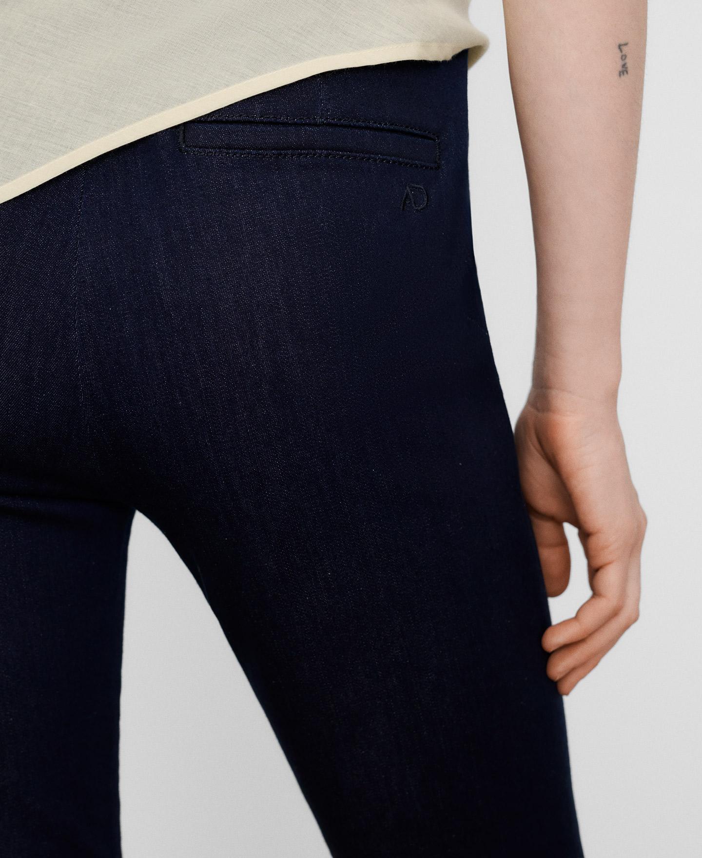 Jeans Skinny Denim com Comprido Pelo Tornozelo Azul denim-4