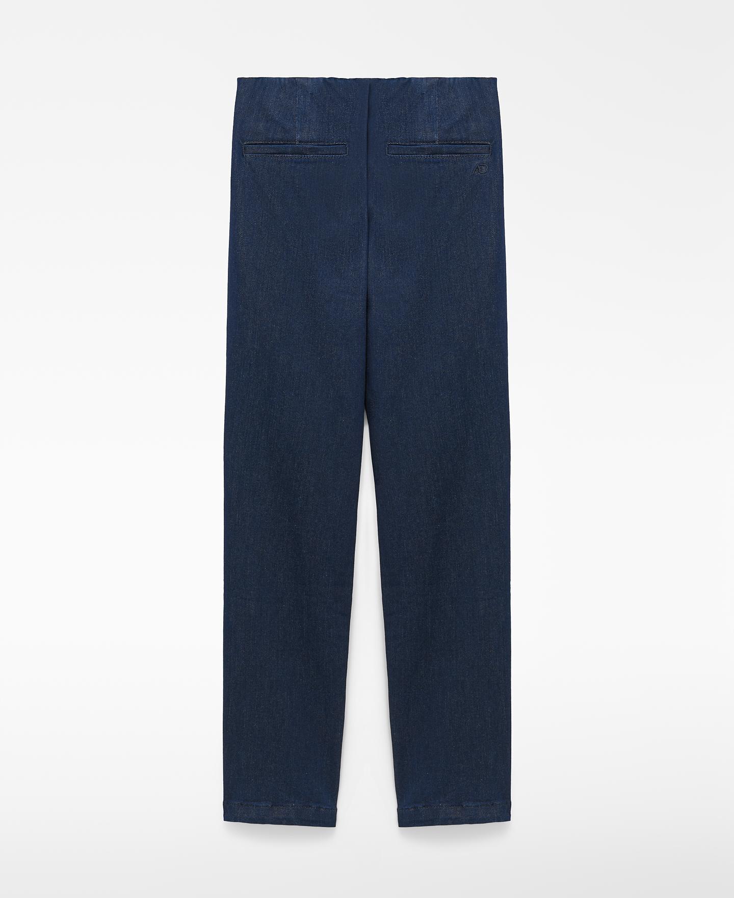 Jeans Skinny Denim com Comprido Pelo Tornozelo Azul denim-6