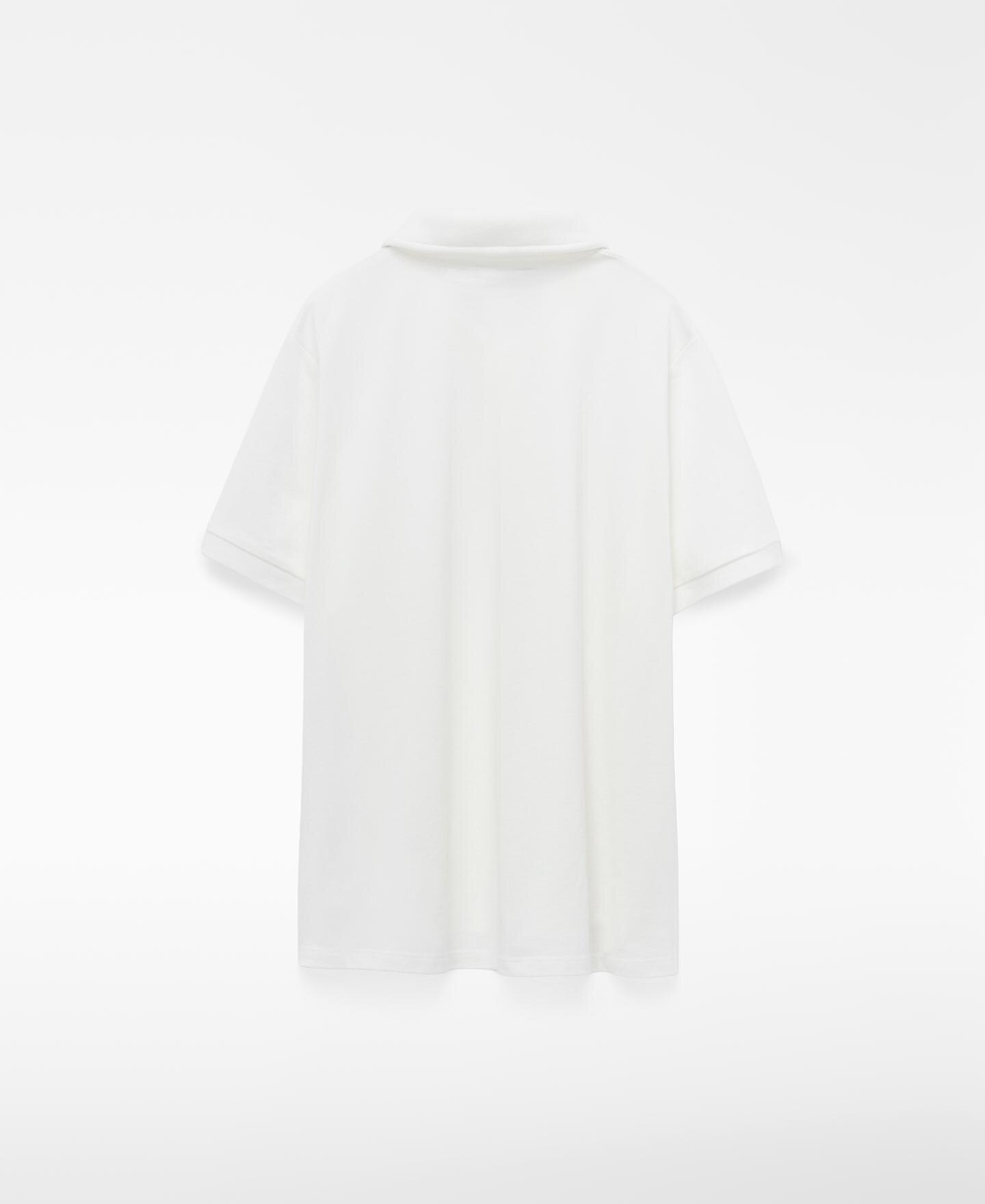 Polo Evasé com Gola Estruturada em Piqué de Algodão Branco-6