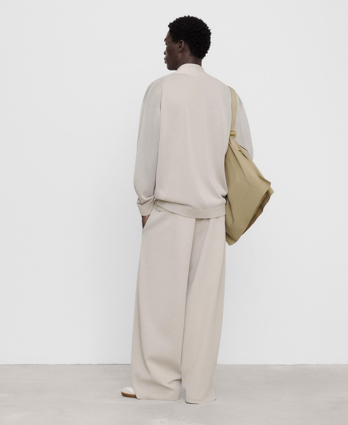 Casaco Kimono em Malha Semi-transparente Cru-3