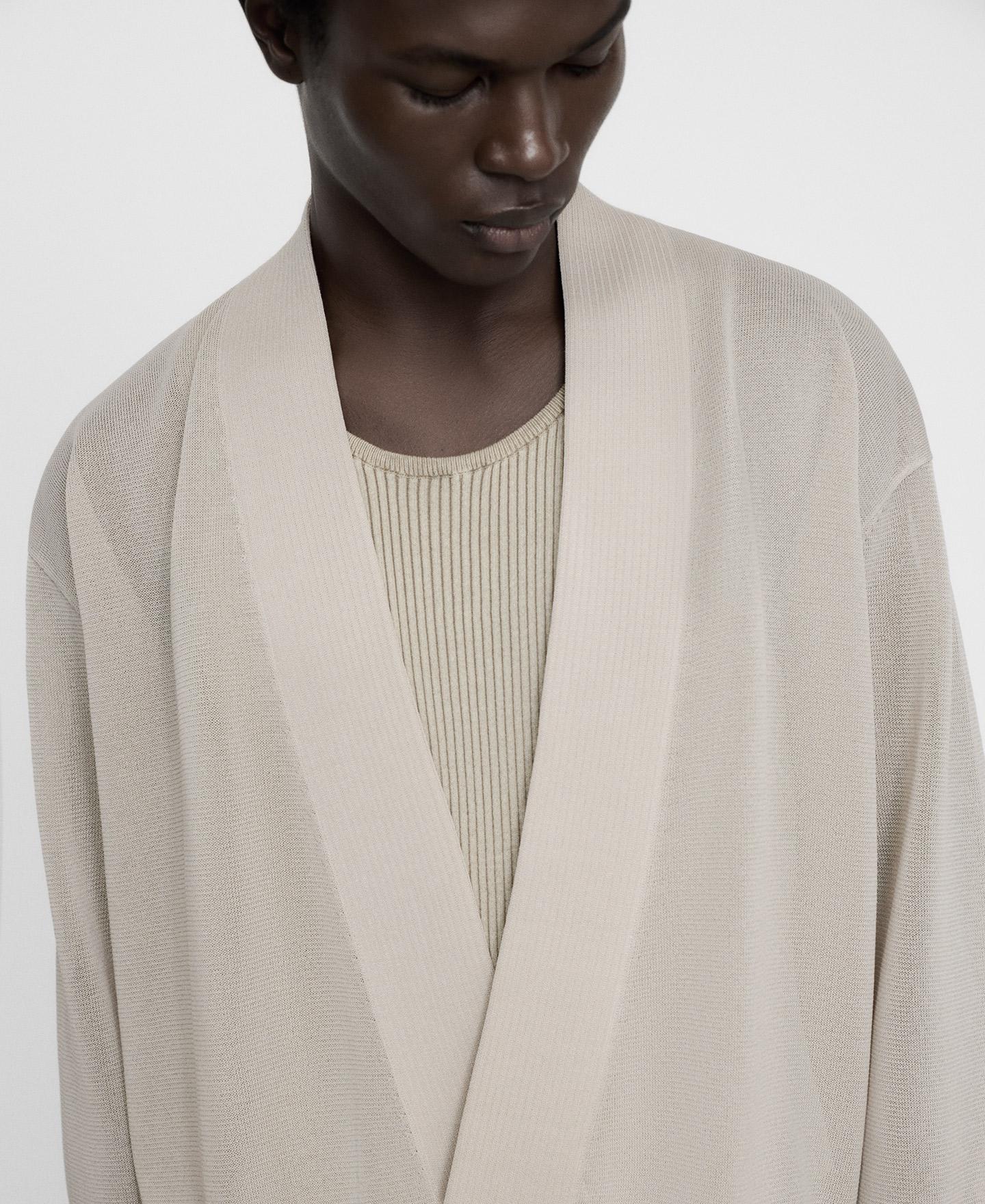 Casaco Kimono em Malha Semi-transparente Cru-4