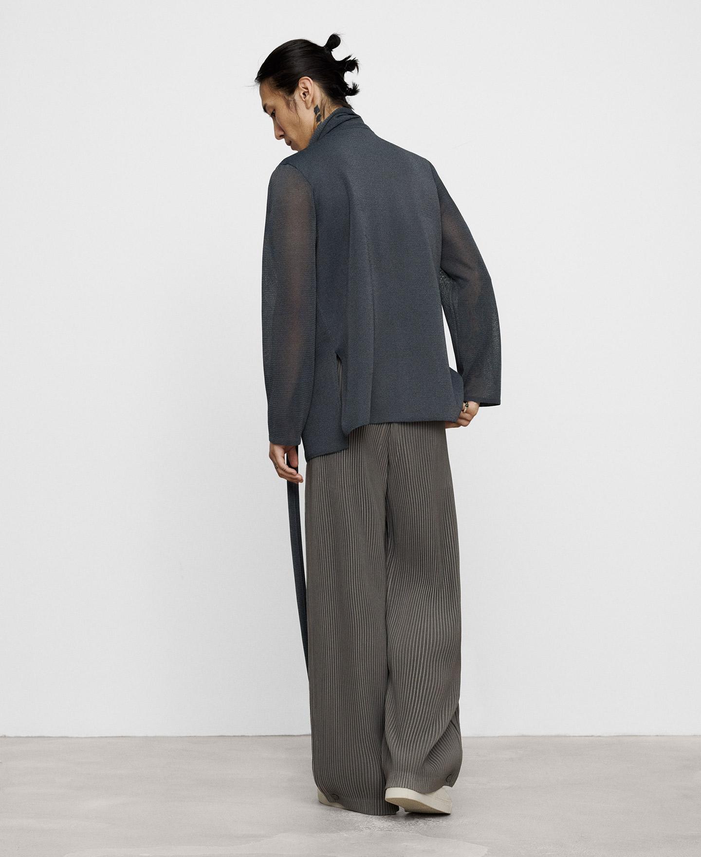 Blazer Semitransparente com Cachecol Antracite-3