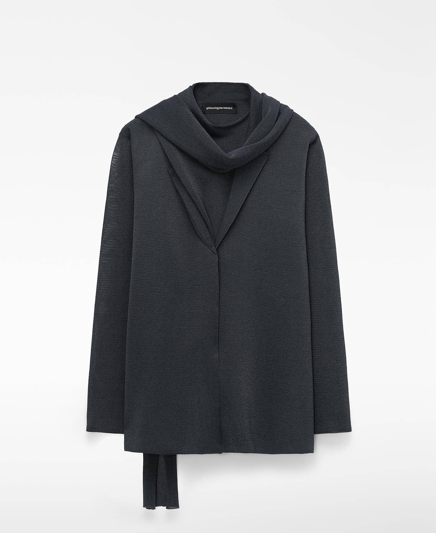 Blazer Semitransparente com Cachecol Antracite-5
