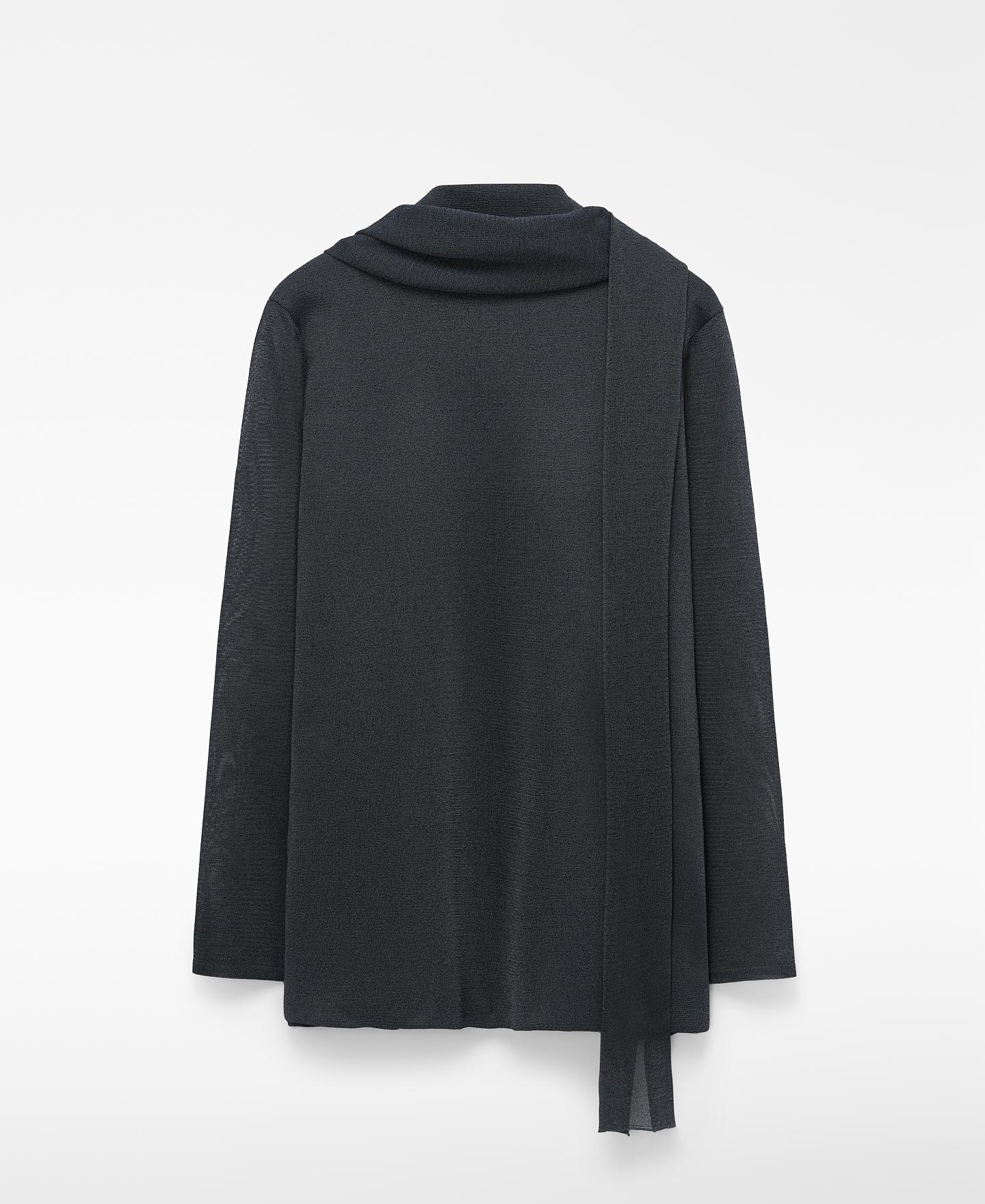 Blazer Semitransparente com Cachecol Antracite-6