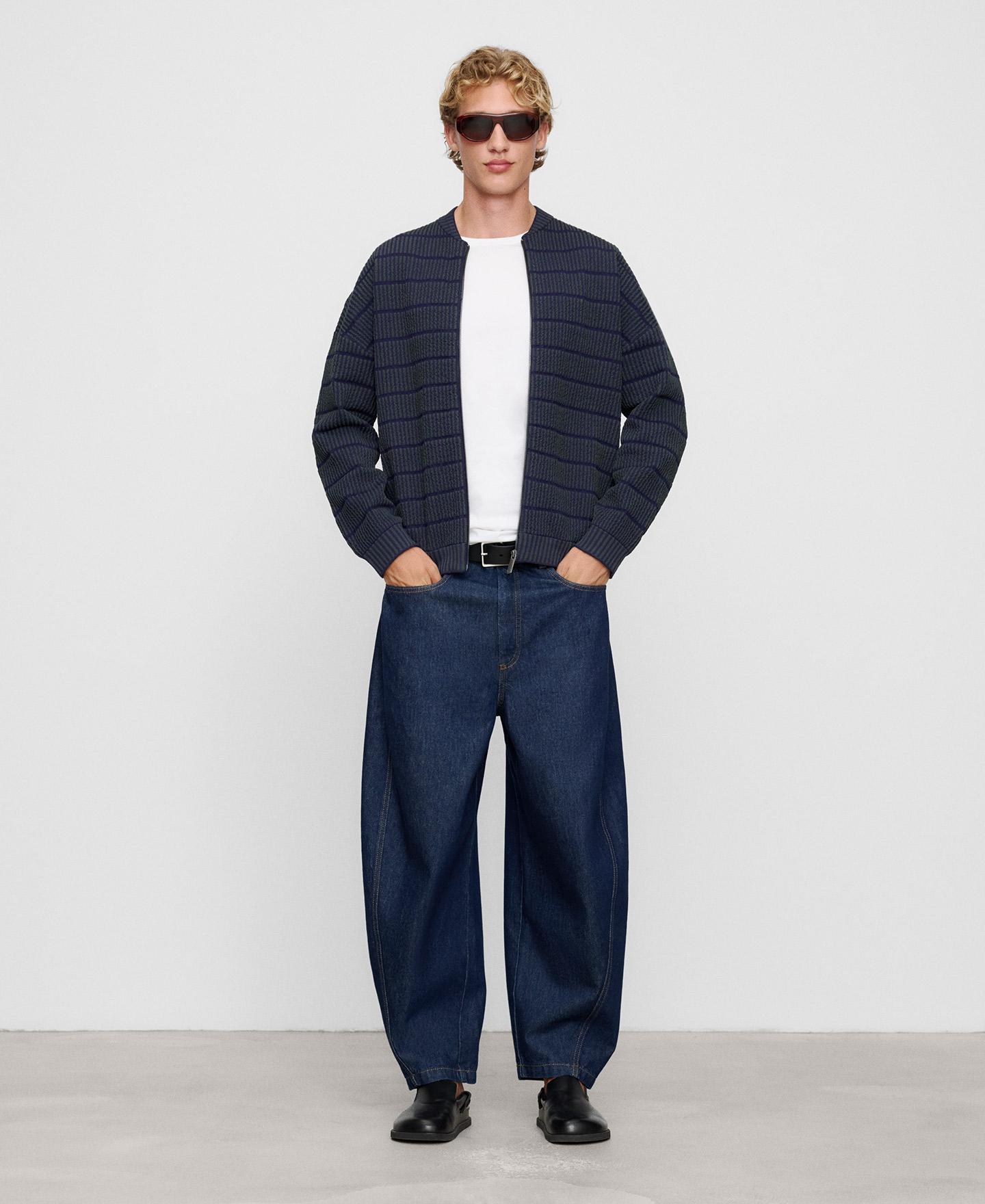 Blusão com Algodão e Fecho Zip Verde / azul marinho-2