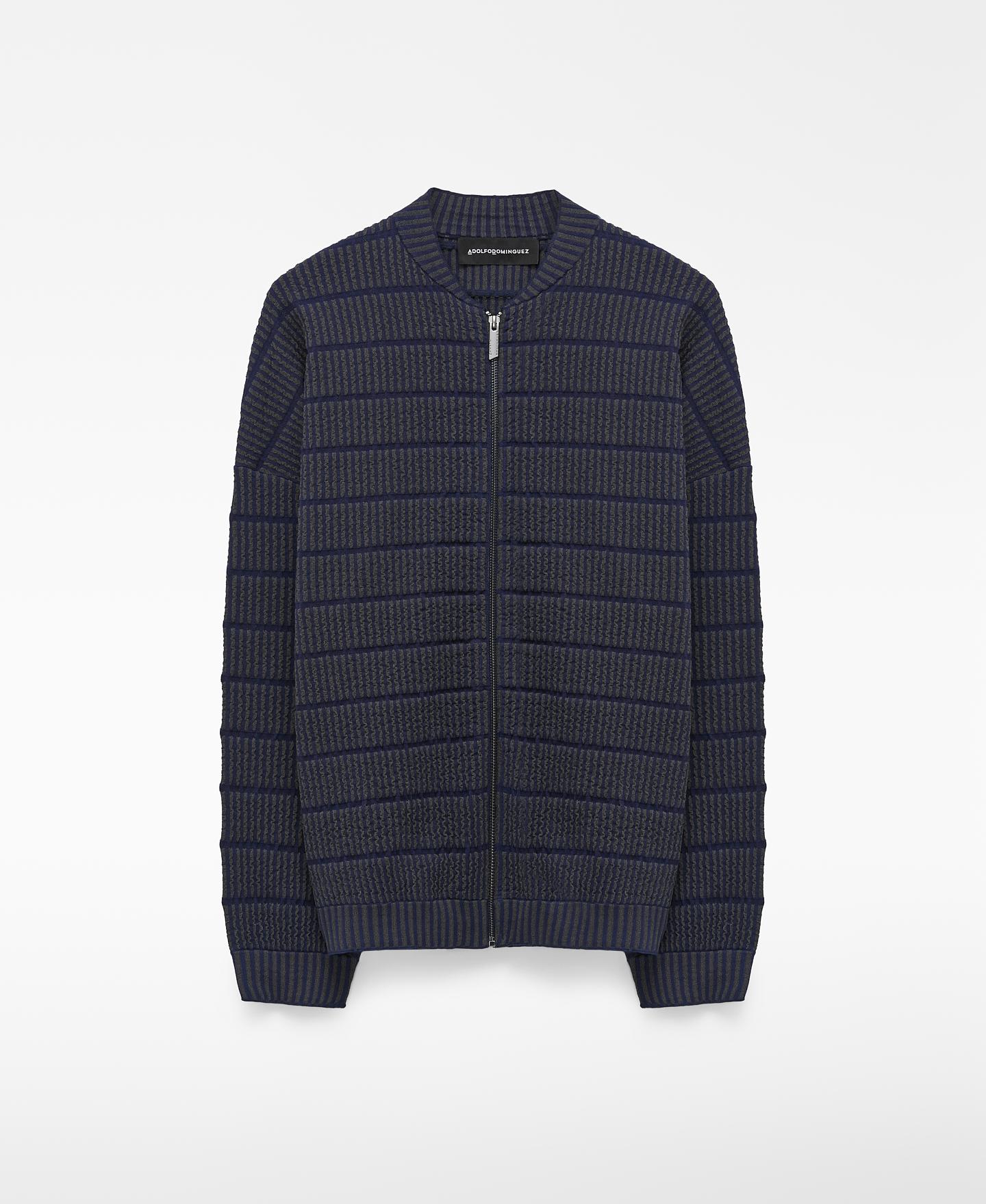 Blusão com Algodão e Fecho Zip Verde / azul marinho-5