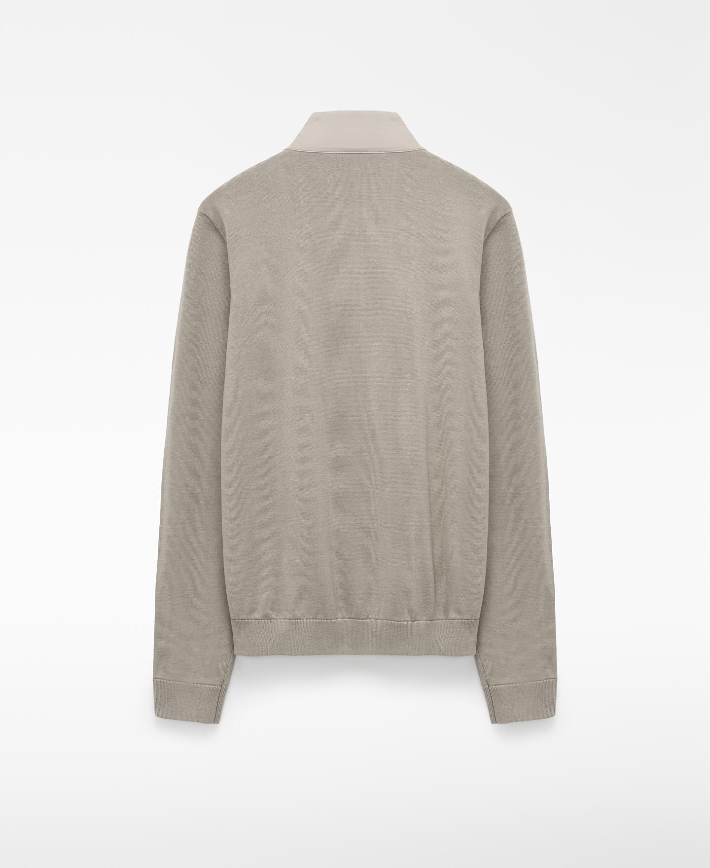 Cardigan em Malha e Nylon com Fecho Zip Castanho-pedra-2