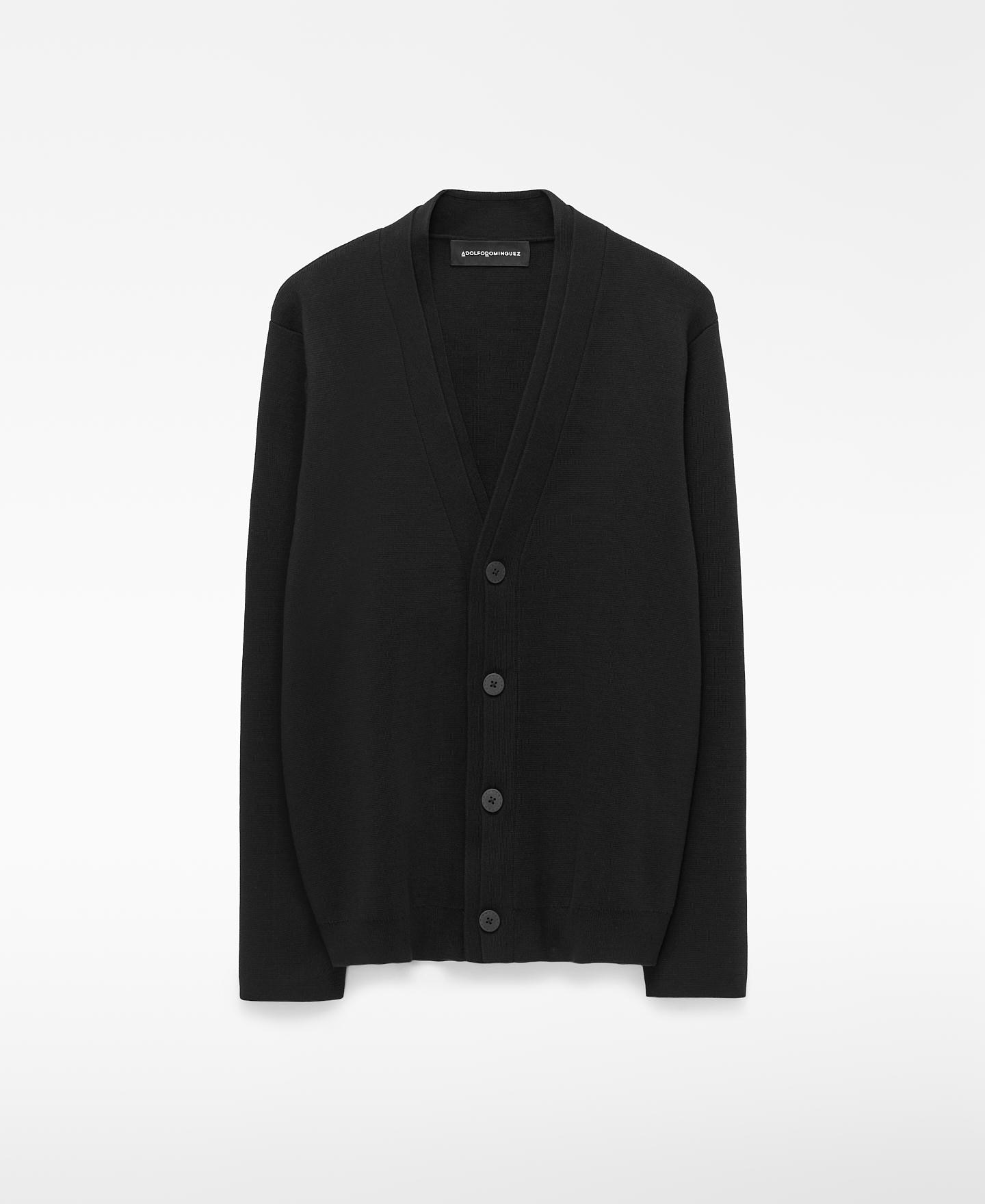 Cardigan com Dupla Aba de Algodão Preto-5