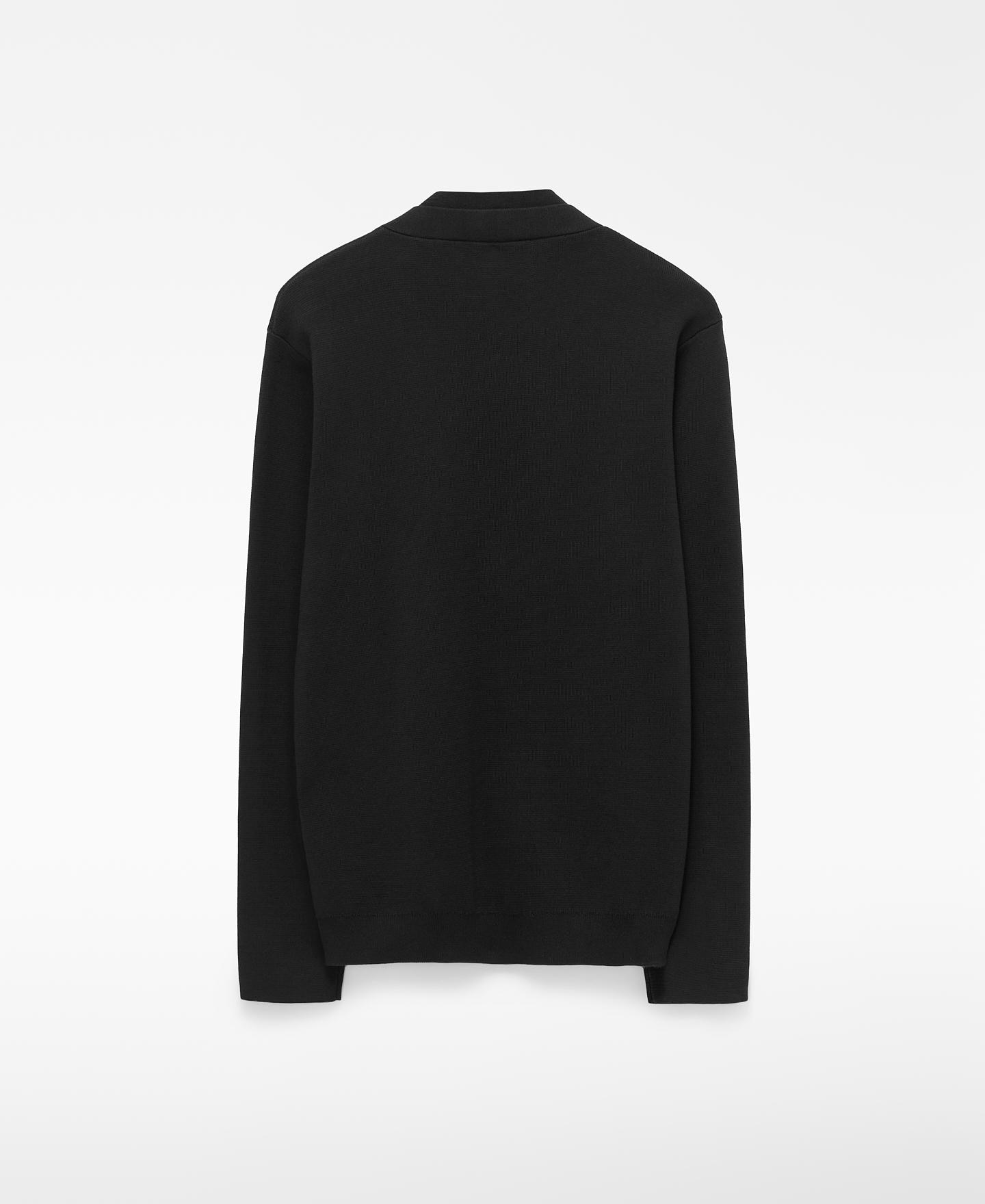 Cardigan com Dupla Aba de Algodão Preto-6