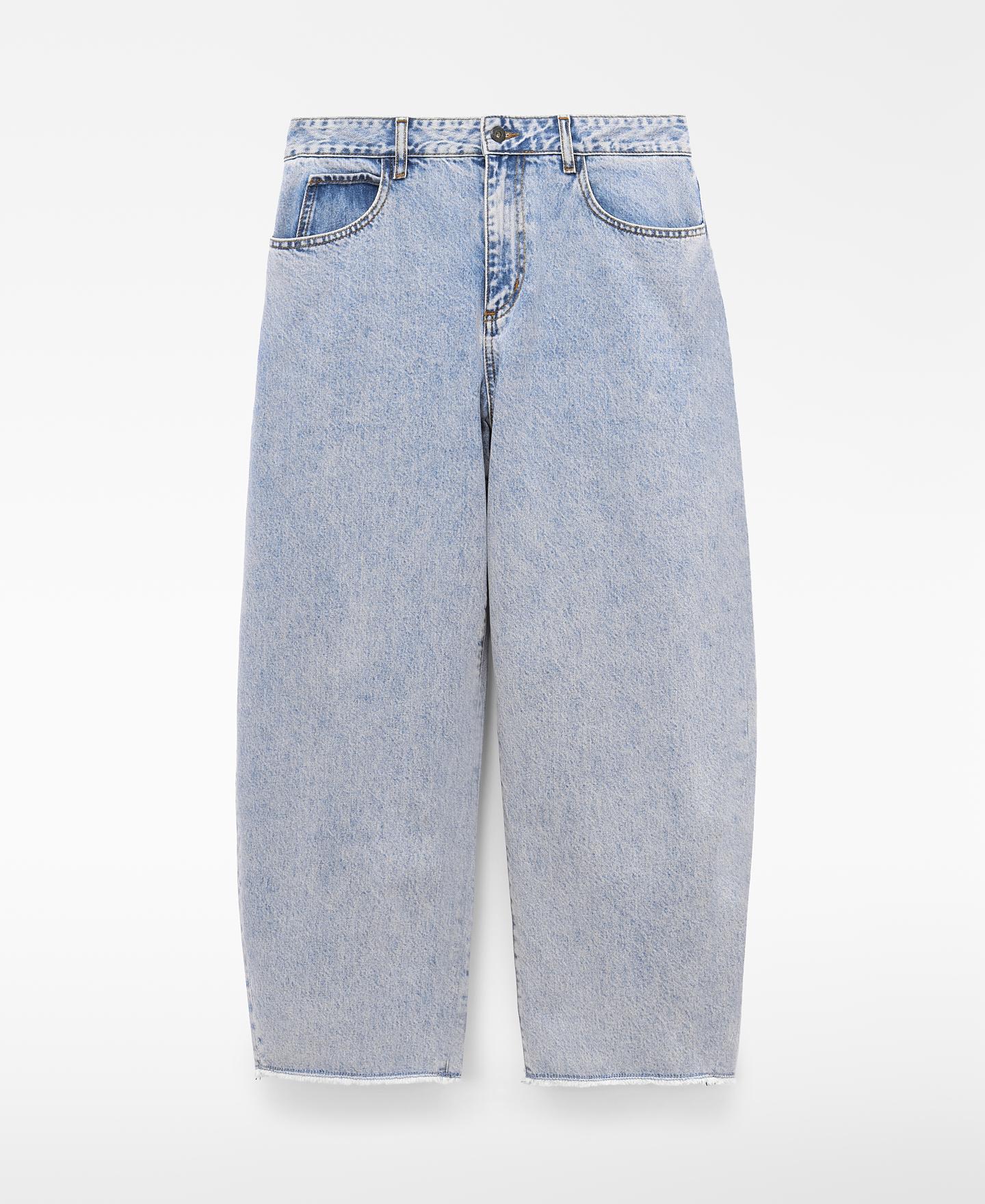 Imagem 0 de Calças Jeans Barrel Fit Denim Desfiadas