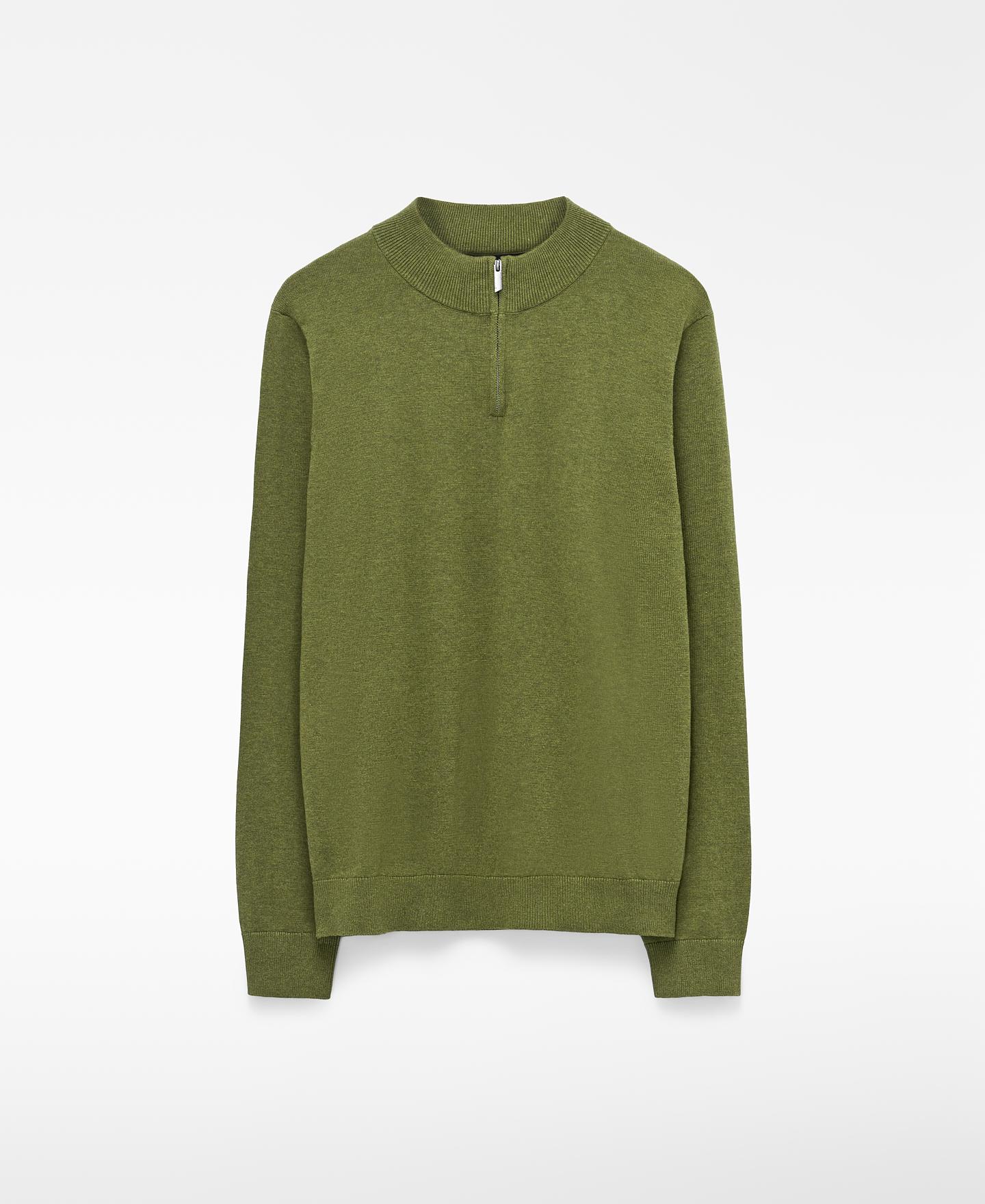 Camisola de Algodão com Gola Perkins Verde-5