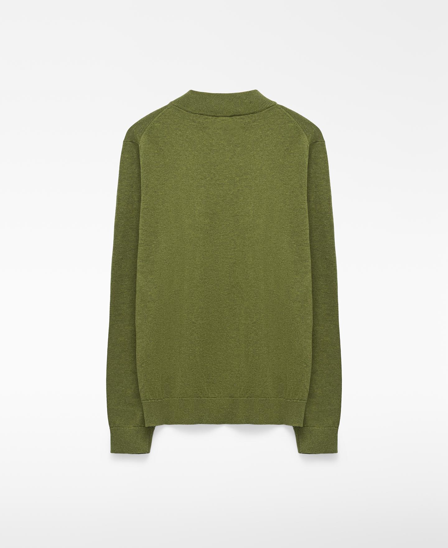 Camisola de Algodão com Gola Perkins Verde-6