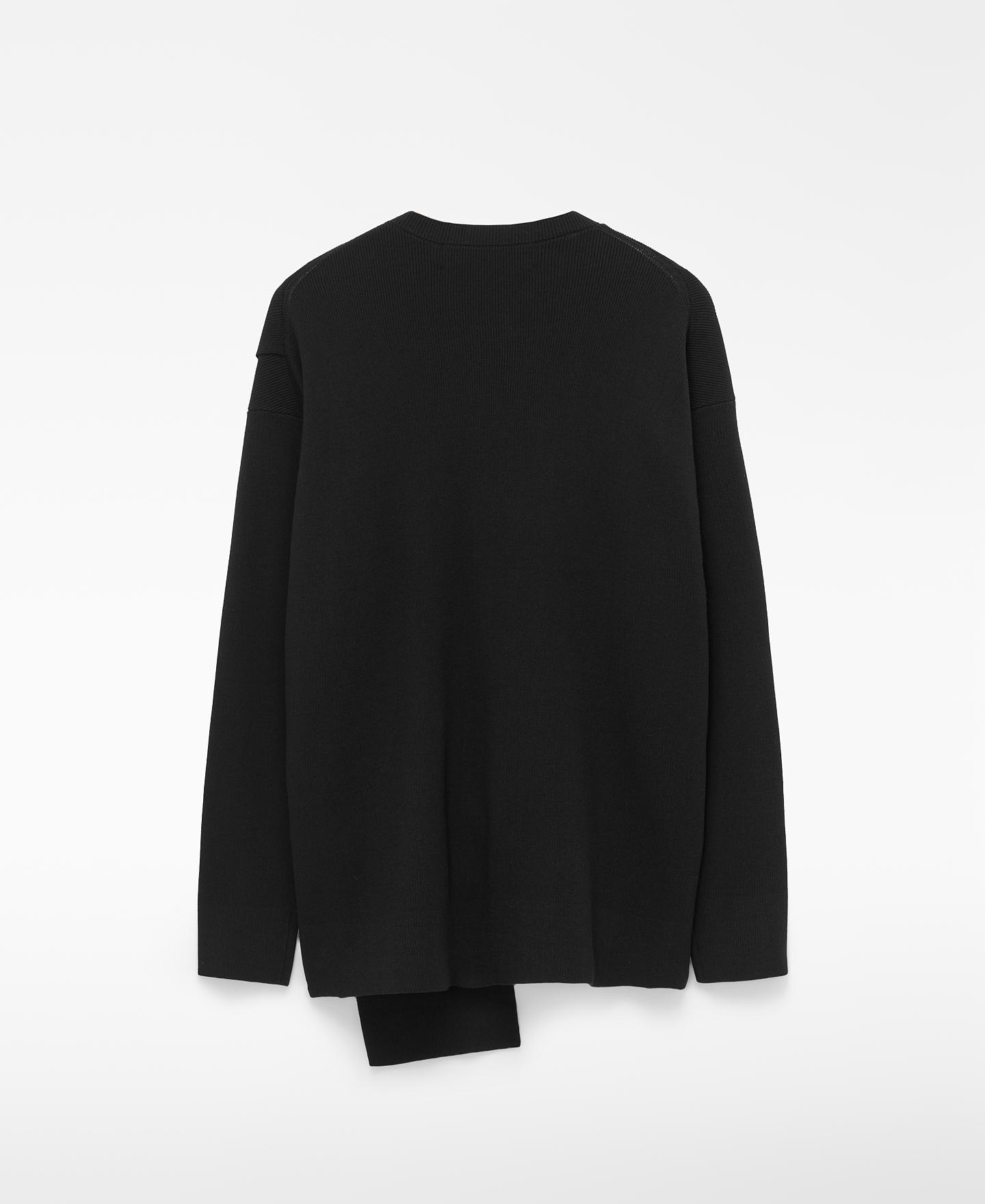 Camisola com Gola Redonda com Peça Entrelaçada Preto-2