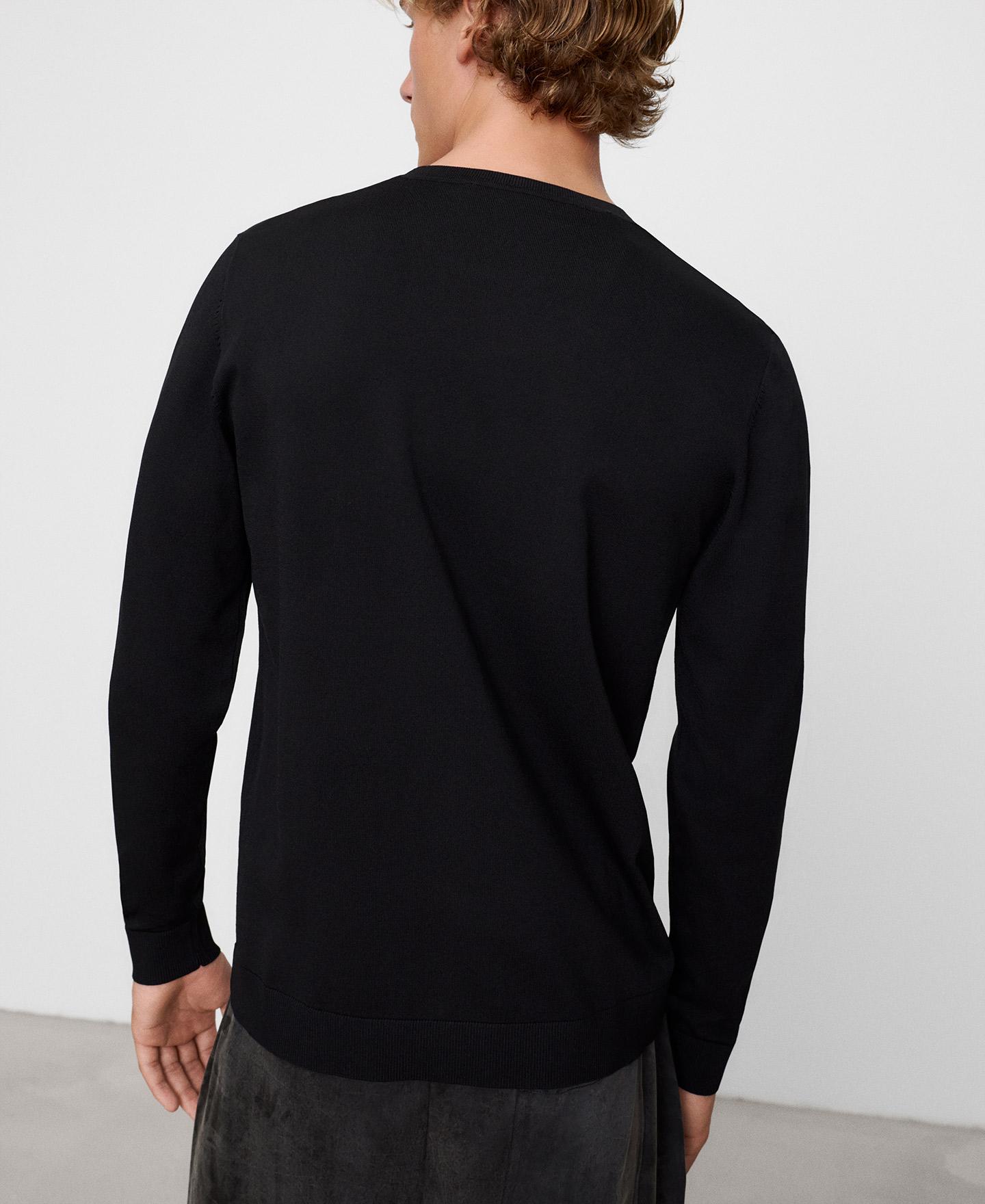 Camisola de Malha com Gola Redonda Preto-3