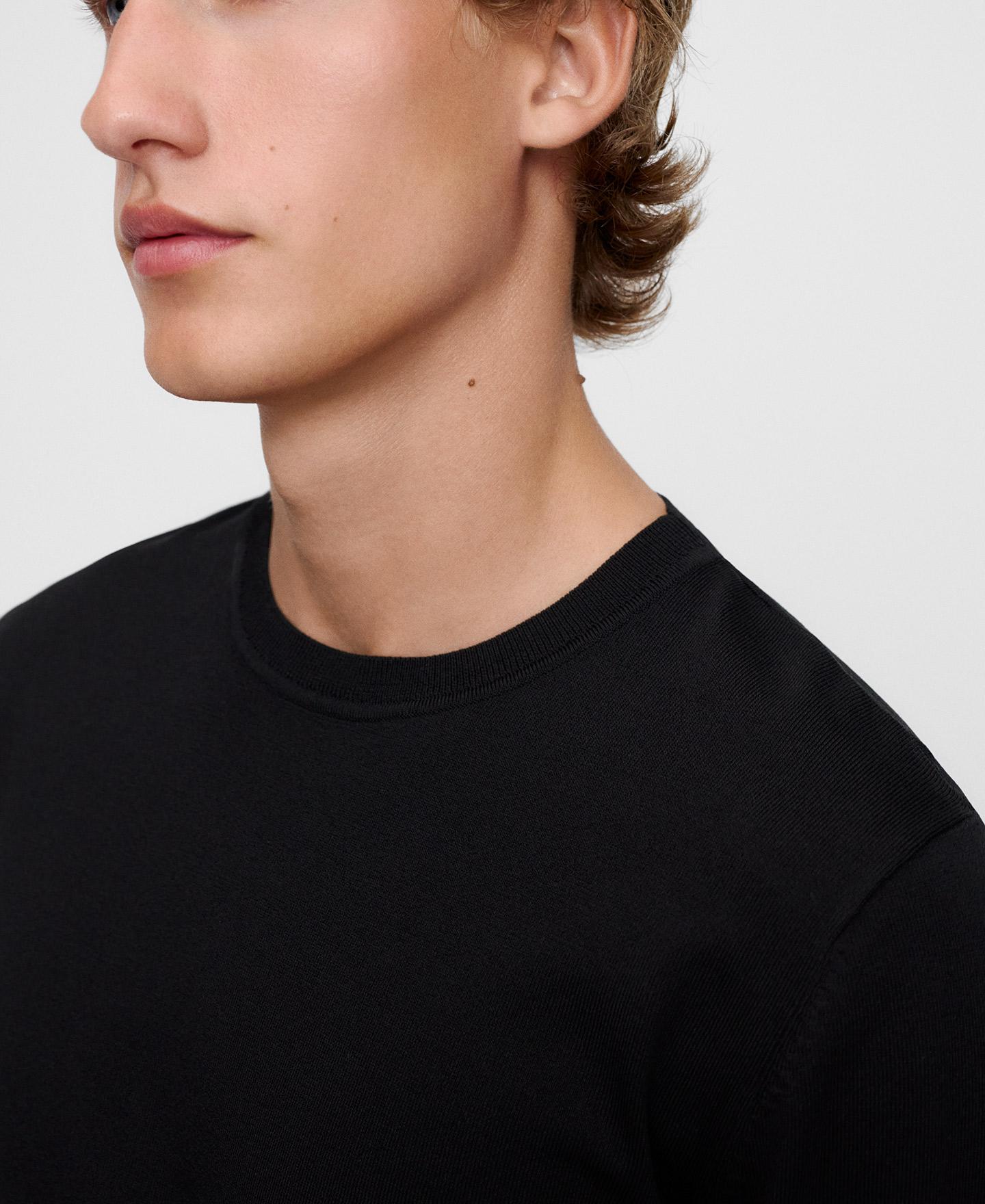 Camisola de Malha com Gola Redonda Preto-4