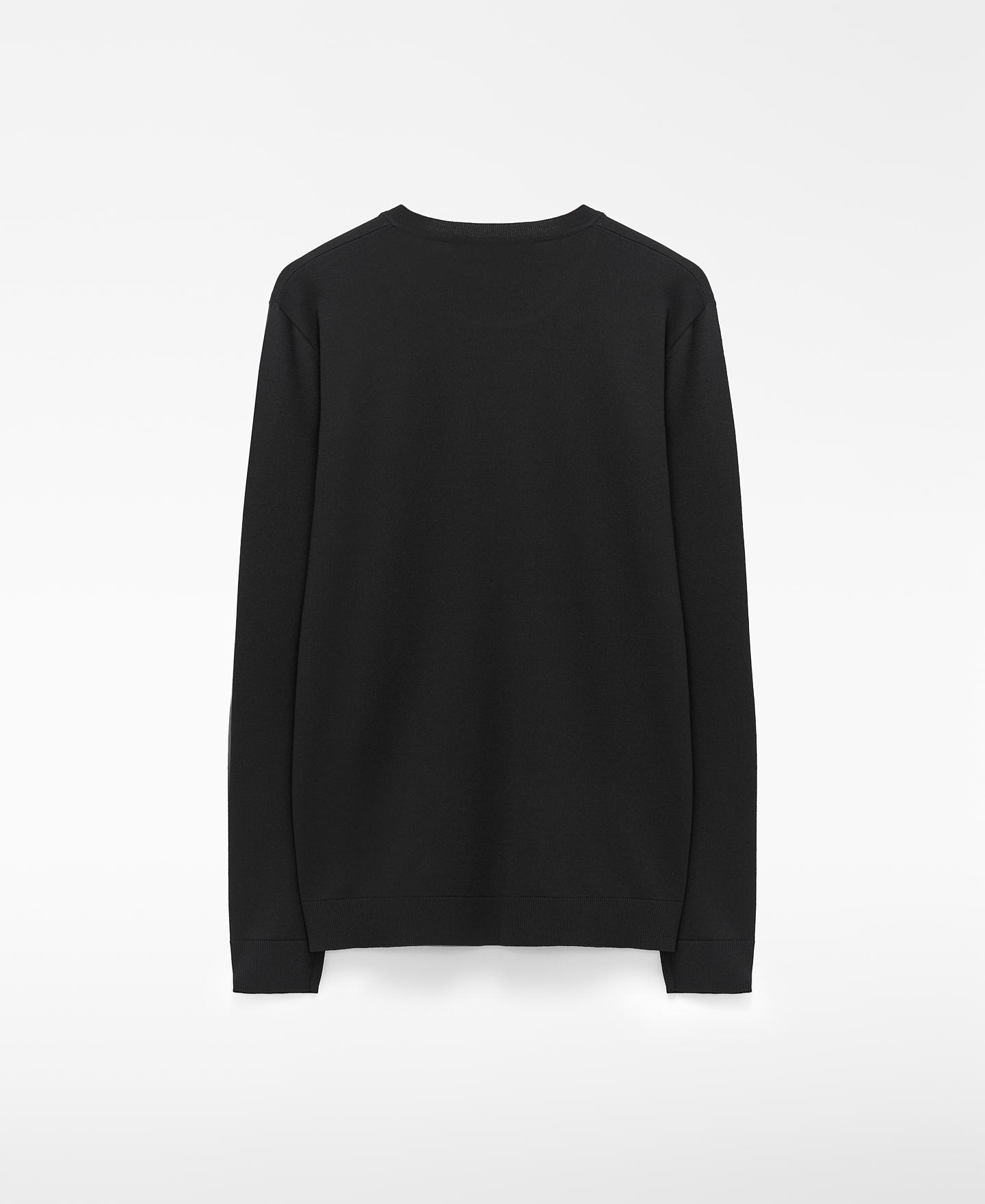 Camisola de Malha com Gola Redonda Preto-6