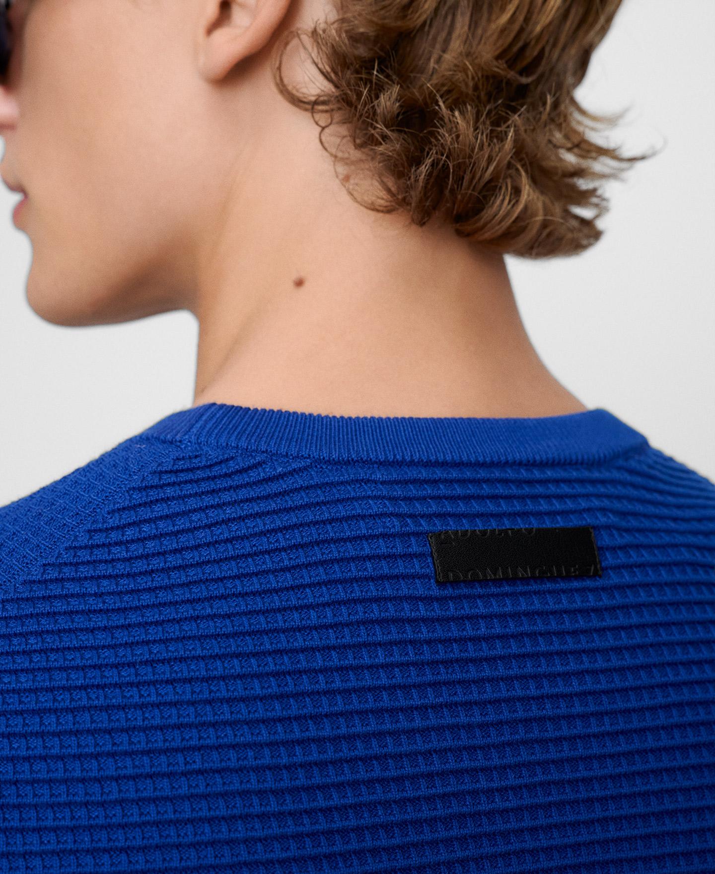 Camisola de Algodão Orgânico com Malha Estrutura Azul-cobalto-4