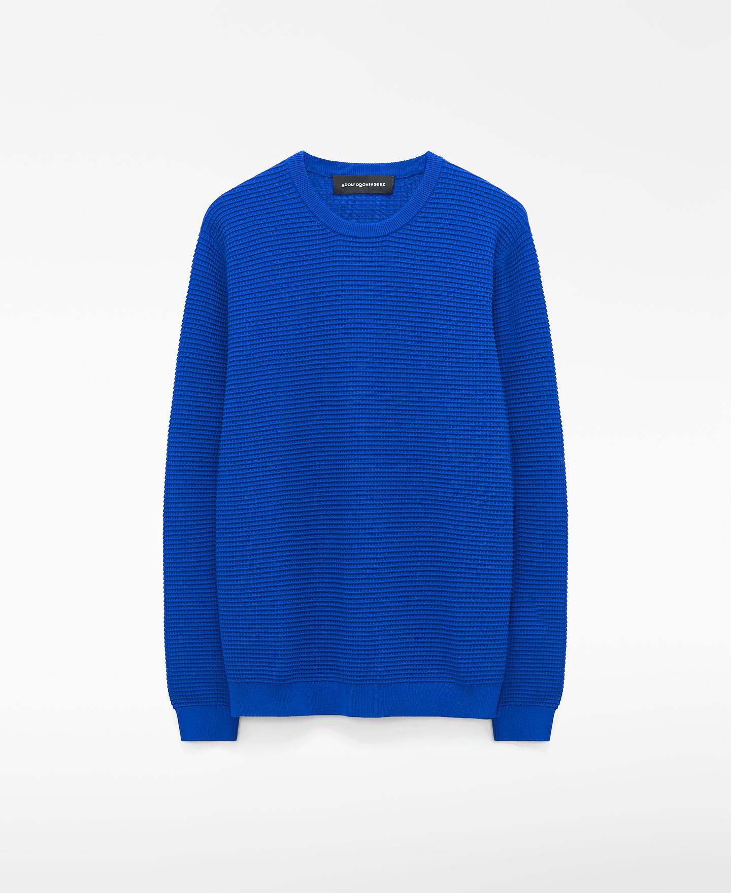 Camisola de Algodão Orgânico com Malha Estrutura Azul-cobalto-5