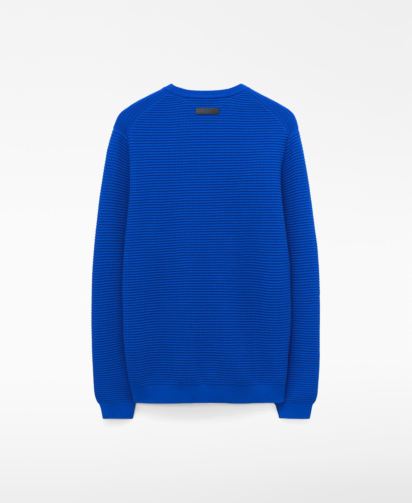 Camisola de Algodão Orgânico com Malha Estrutura Azul-cobalto-6