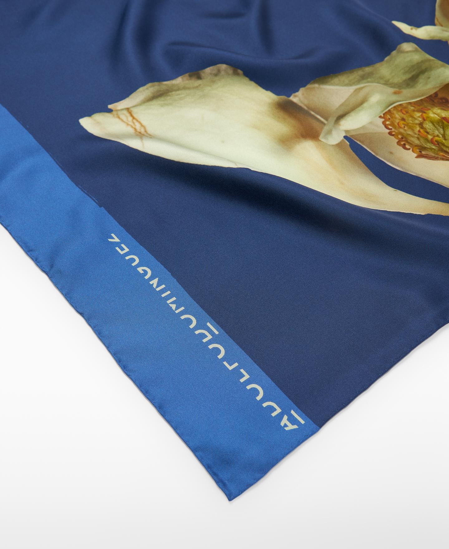 Lenço de Seda com Estampado Azul-3