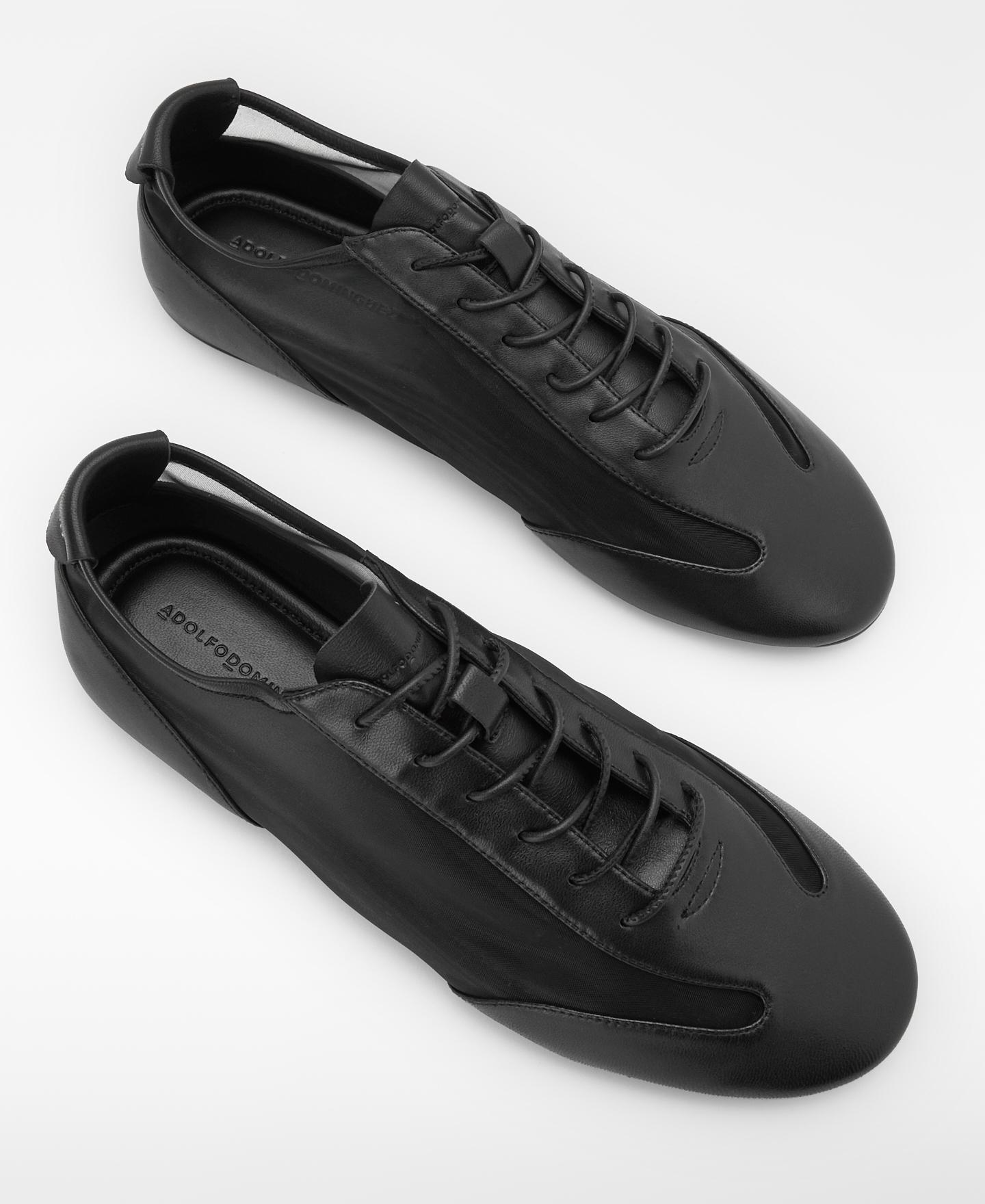 Sapatilhas Desportivas Soft em Malla Transparente e Pele Preto-2