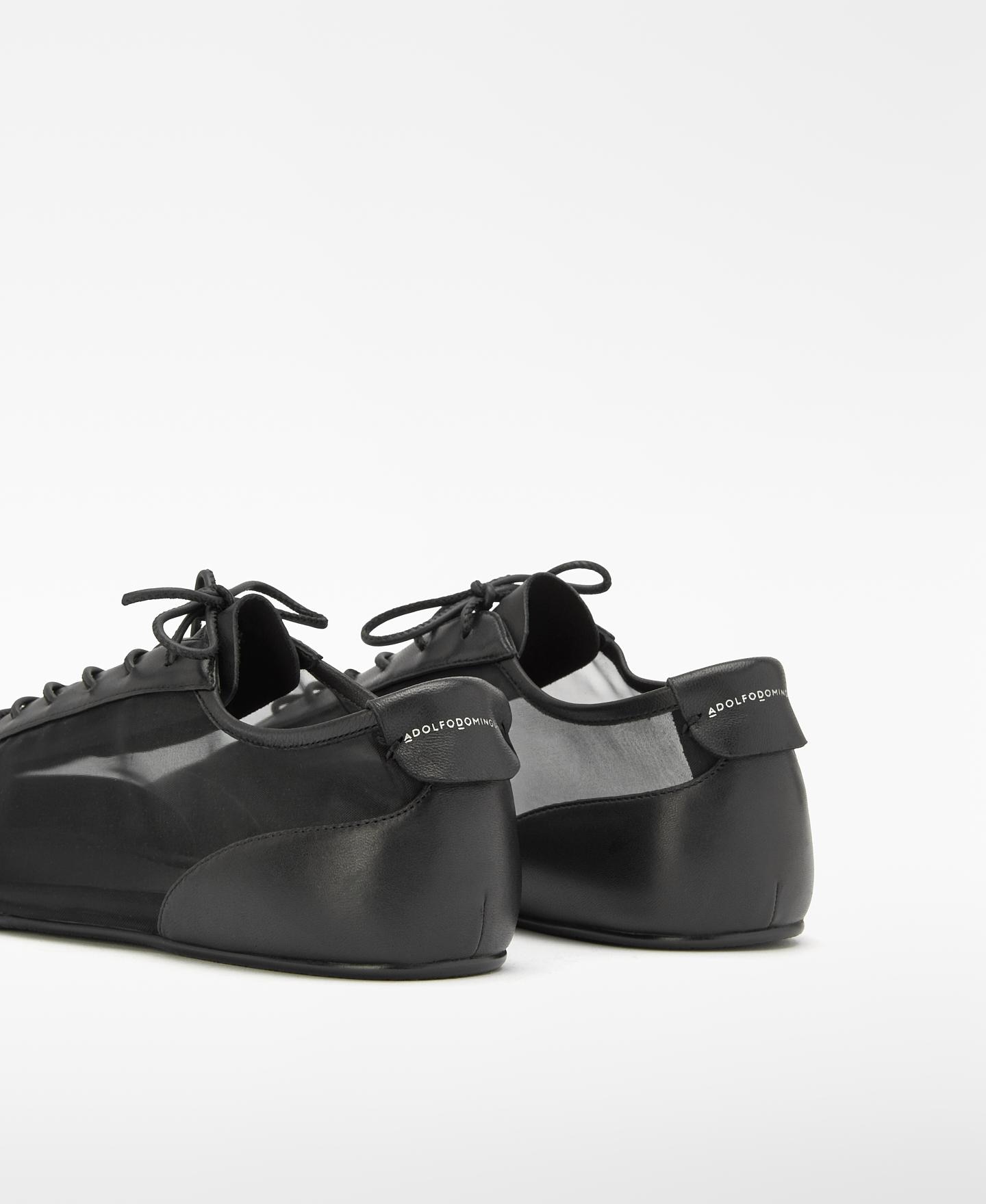 Sapatilhas Desportivas Soft em Malla Transparente e Pele Preto-3