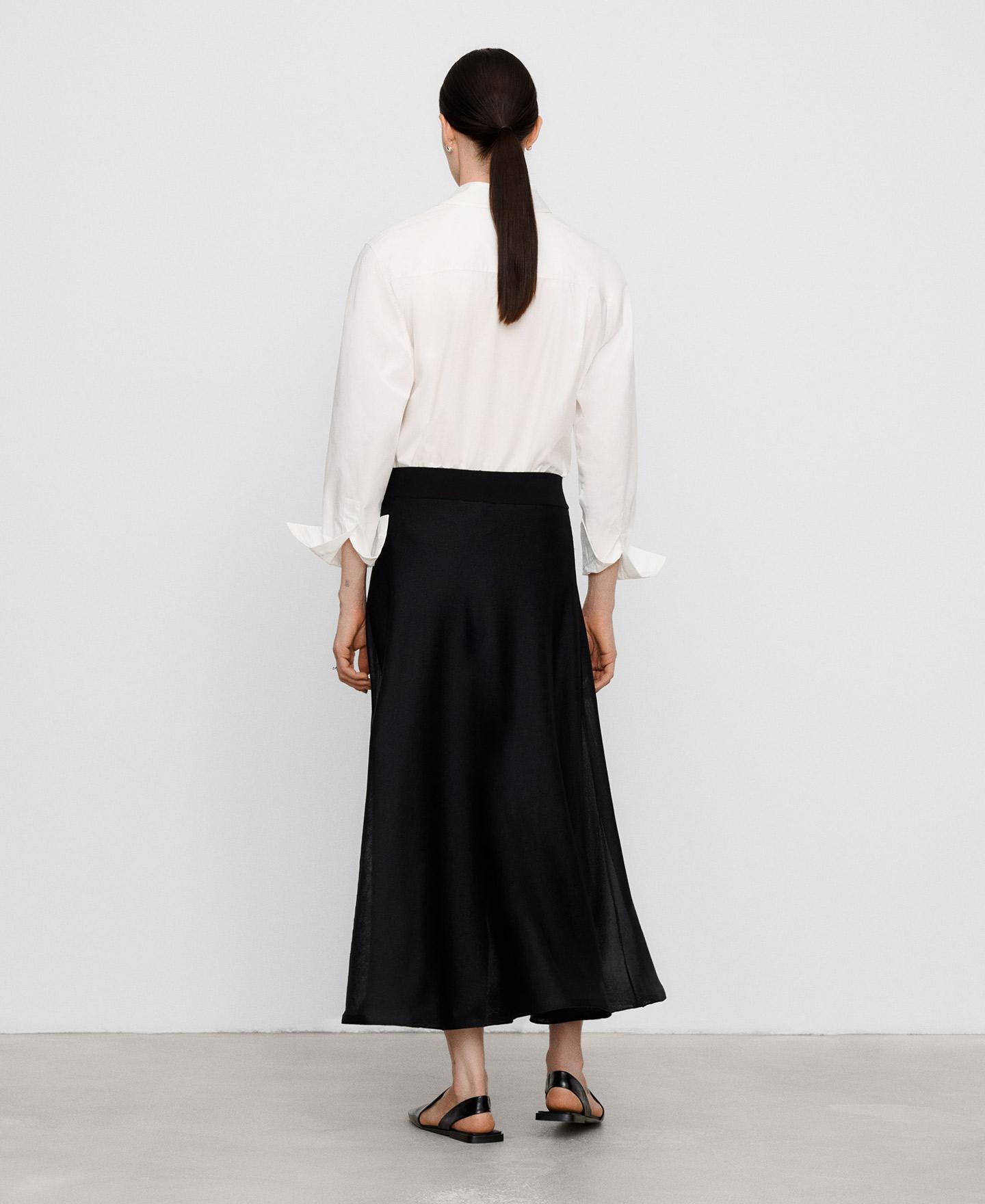 Saia Midi Evasé Semitransparente com Leggings Preto-3