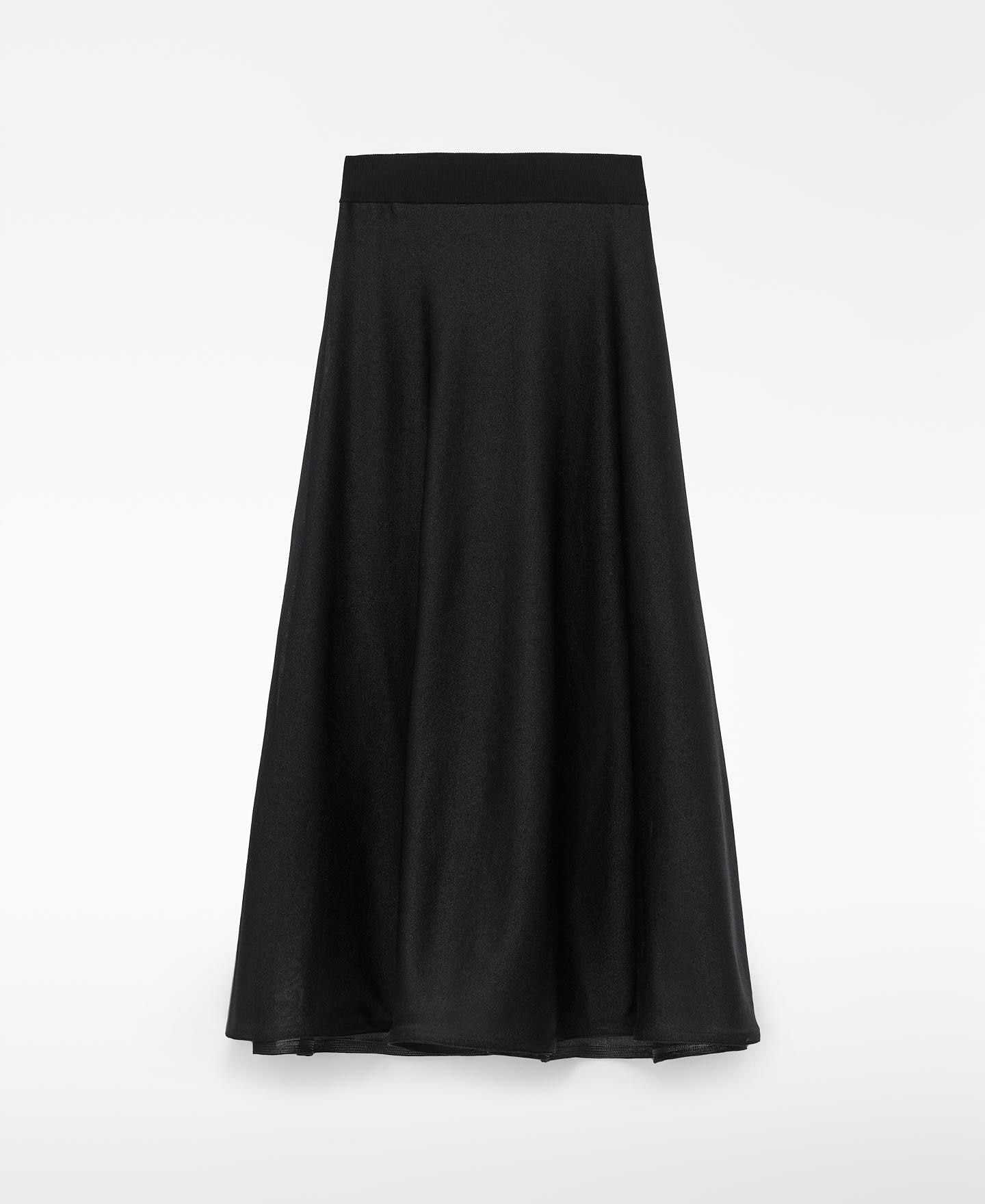 Saia Midi Evasé Semitransparente com Leggings Preto-5