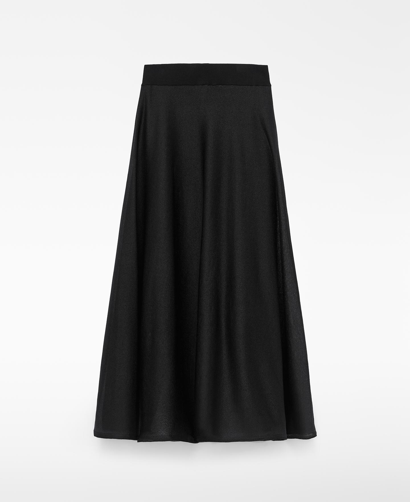 Saia Midi Evasé Semitransparente com Leggings Preto-6