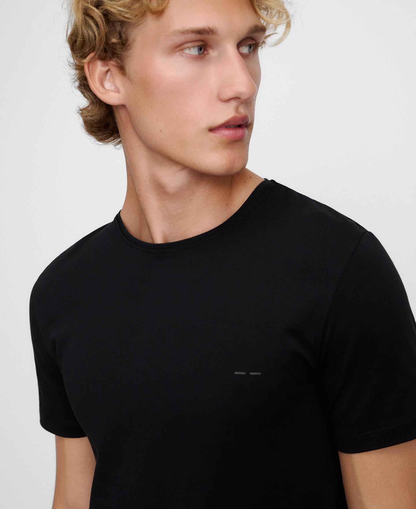 T-shirt de Manga Curta Slim Fit com Algodão Preto-4
