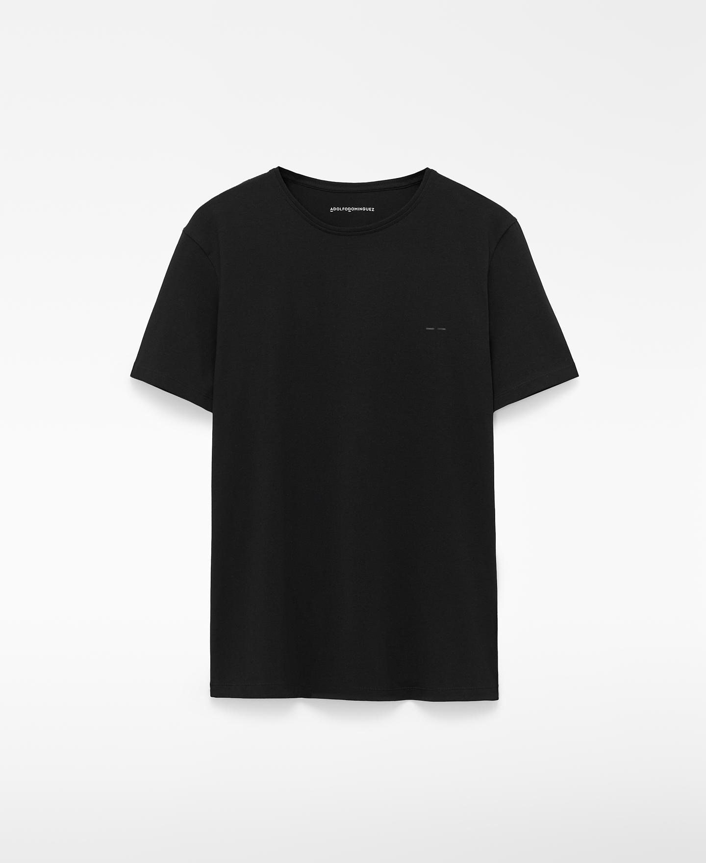 T-shirt de Manga Curta Slim Fit com Algodão Preto-5