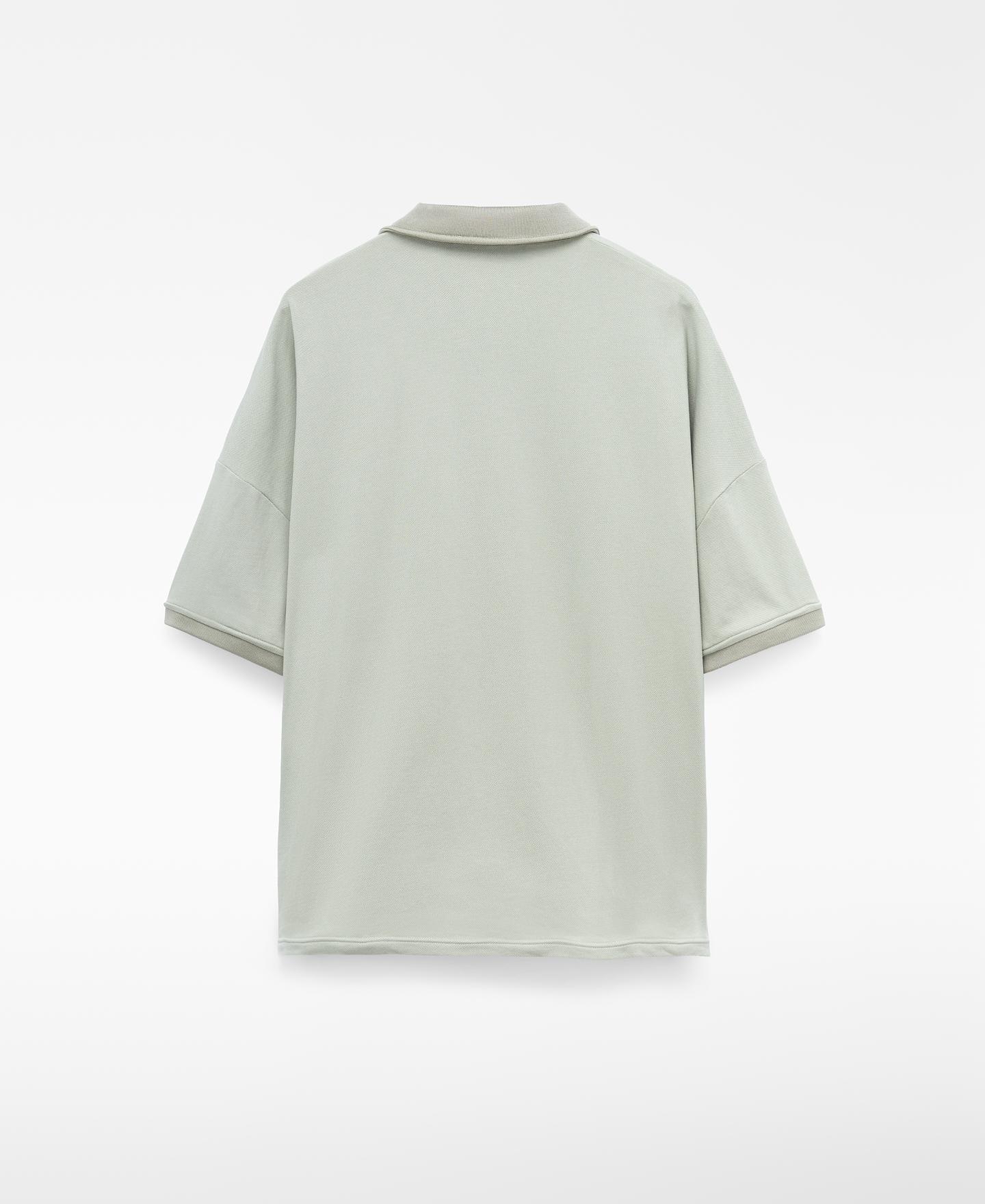 Polo de Manga Curta Oversize em Piqué de Algodão Verde-6