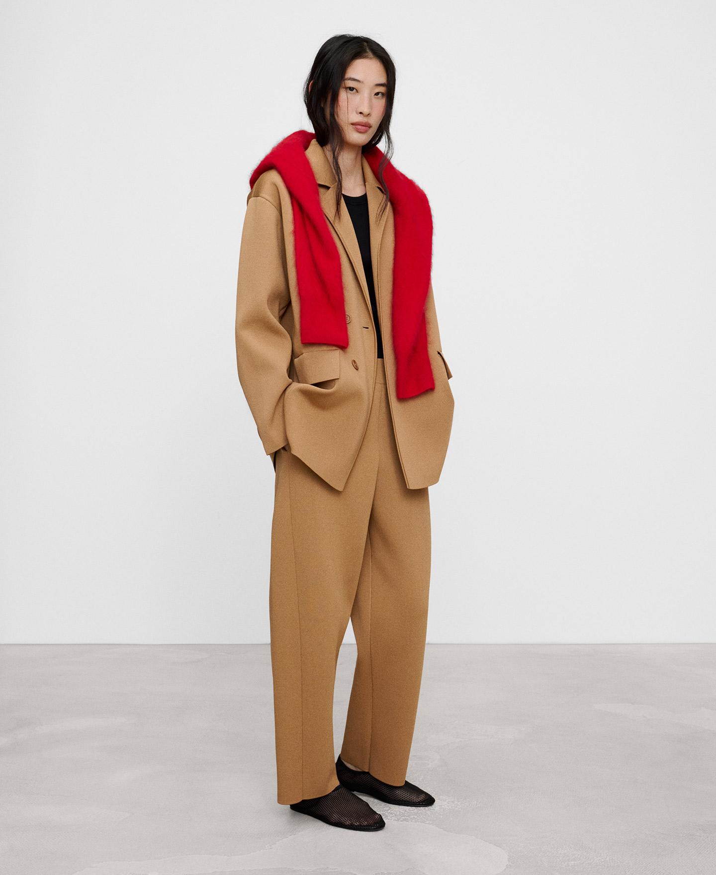 Blazer Sastre de Malha com Ombro Caído Camel-2