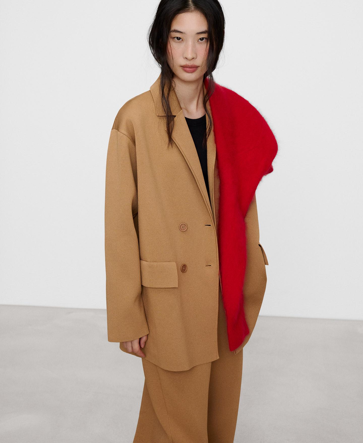 Blazer Sastre de Malha com Ombro Caído Camel-4