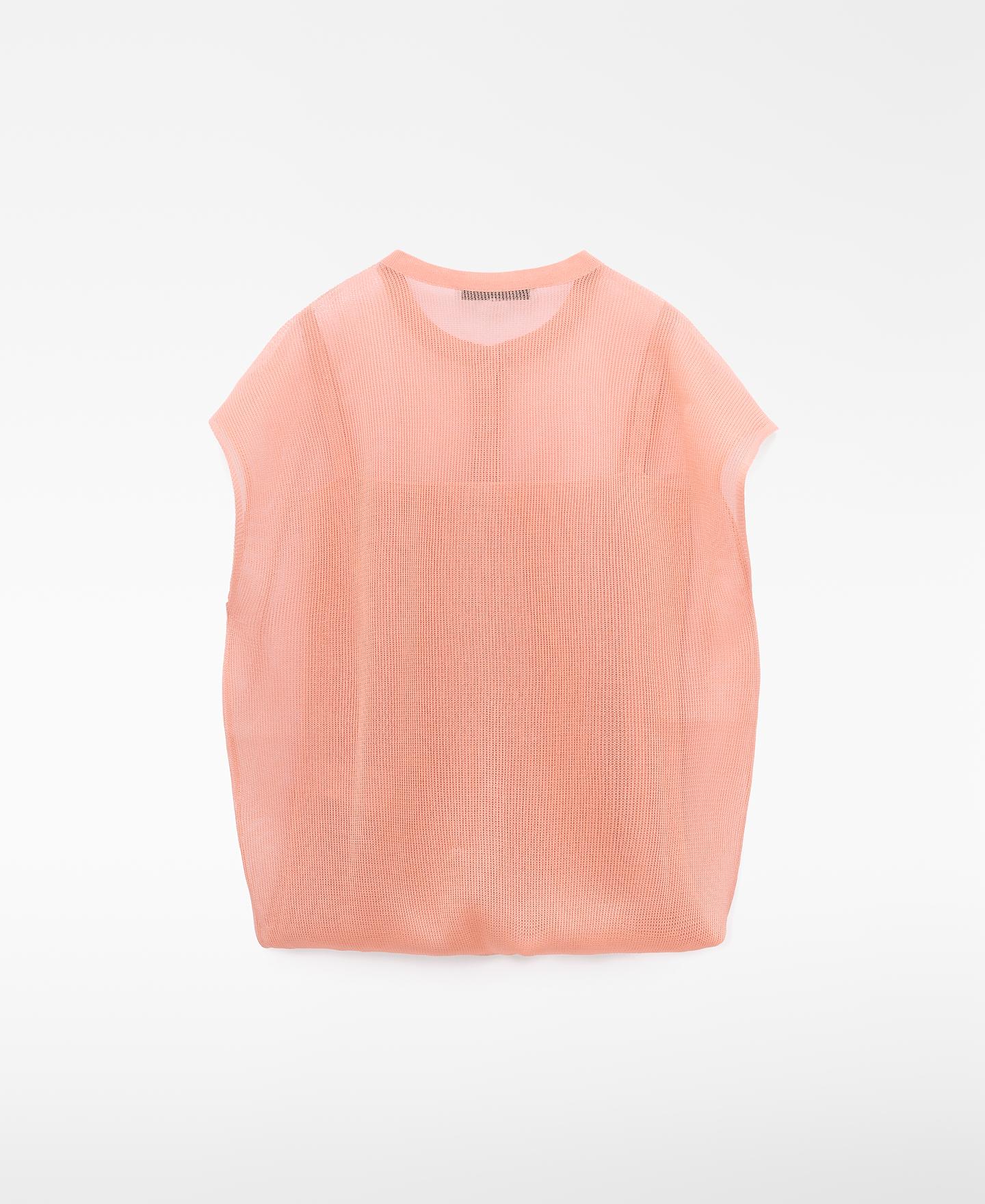 Camisola de Malha Dupla com Decote Quadrado Salmão-6
