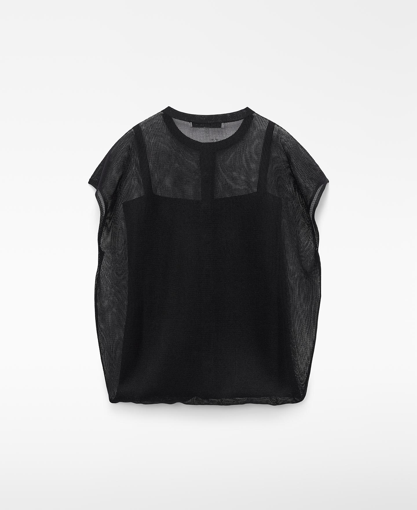Camisola de Manga Curta com Gola Redonda Preto-6