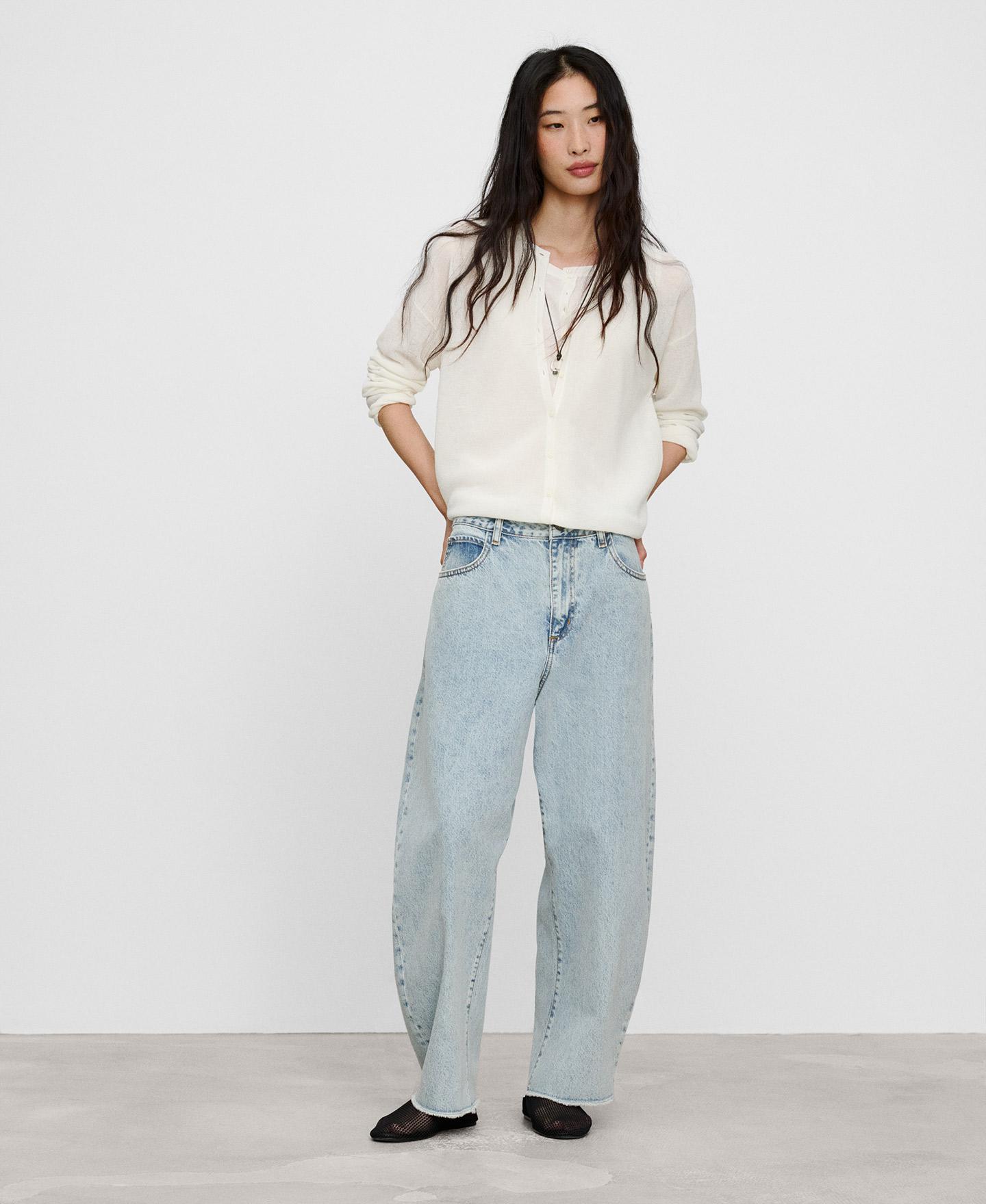 Cardigan com Gola Redonda e Botões Frontais Natural-2