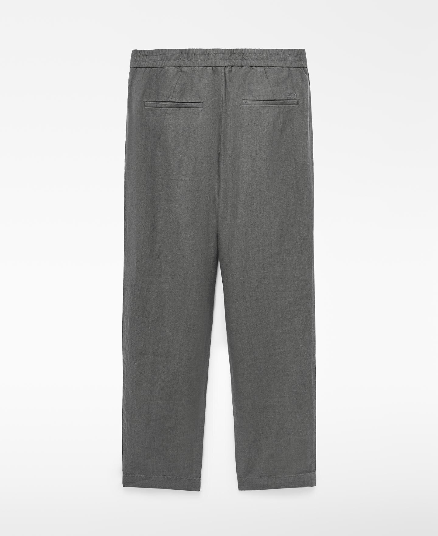 Calças de Linho Semi-jogger com Pinças Cinzento-escuro-6