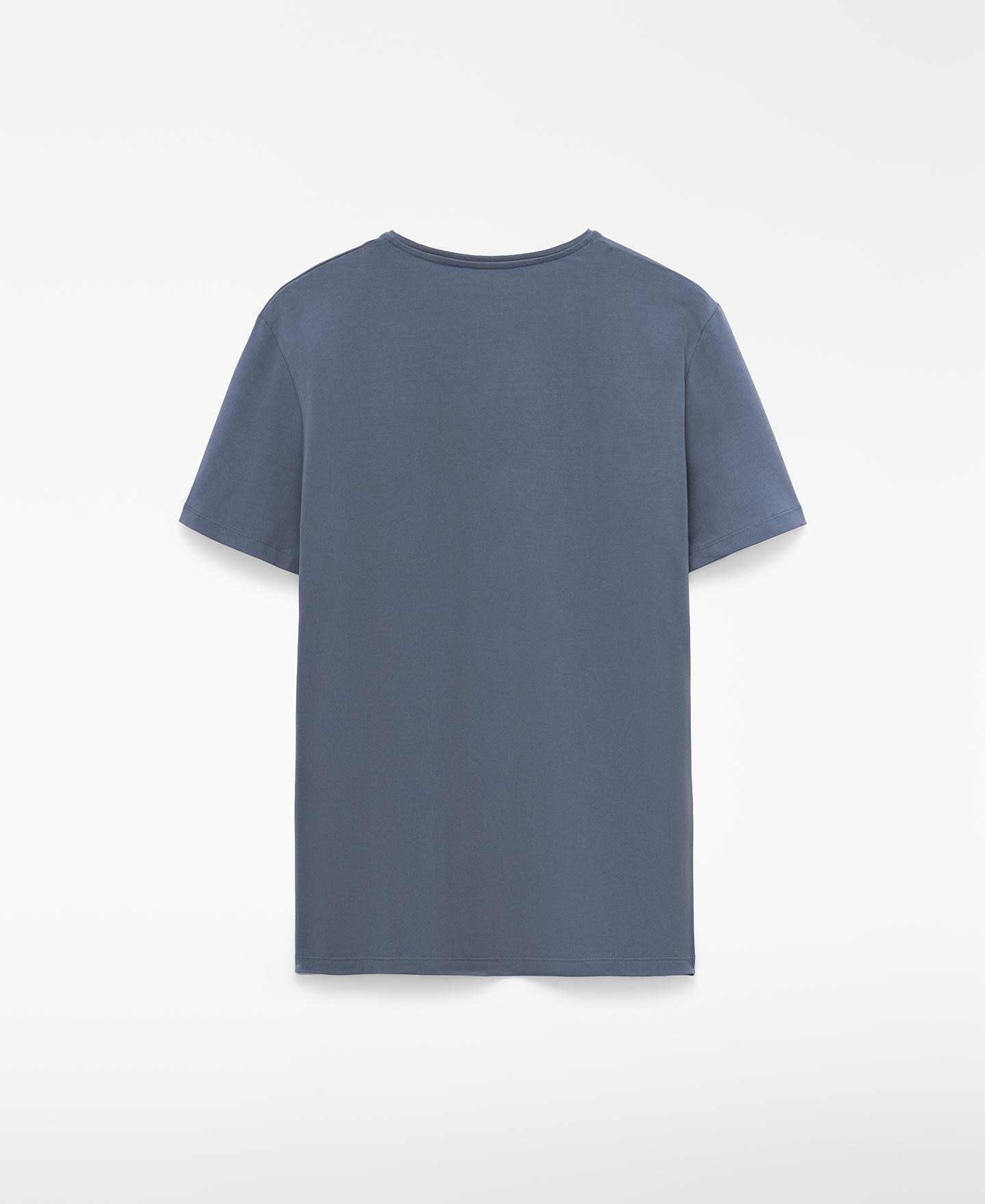 T-shirt de Manga Curta Slim Fit com Algodão e Gola Redonda Azul-2