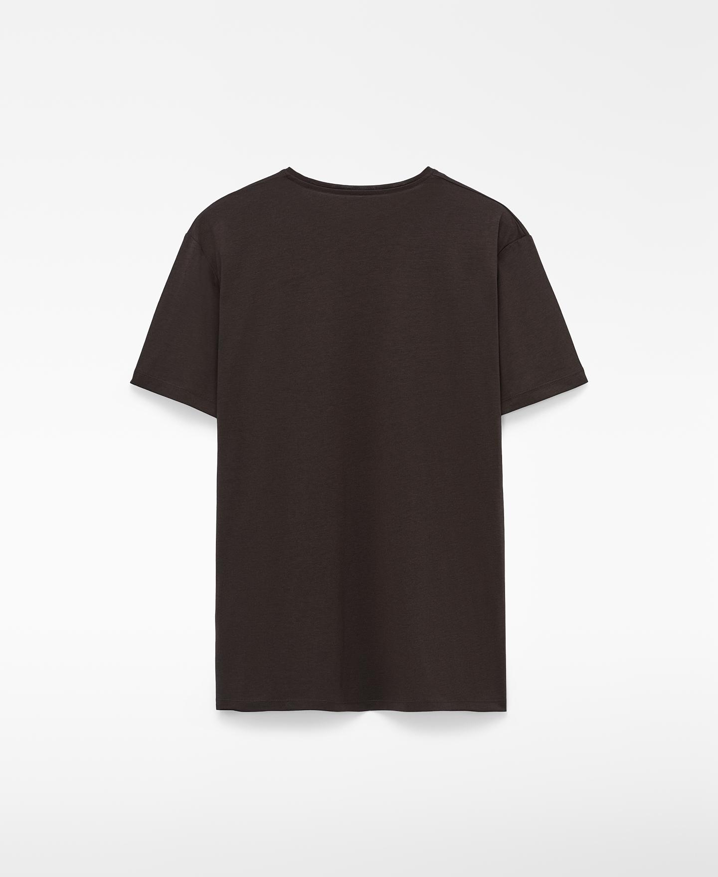 T-shirt de Manga Curta com Lyocell e Algodão Regular Fit Castanho-chocolate-6