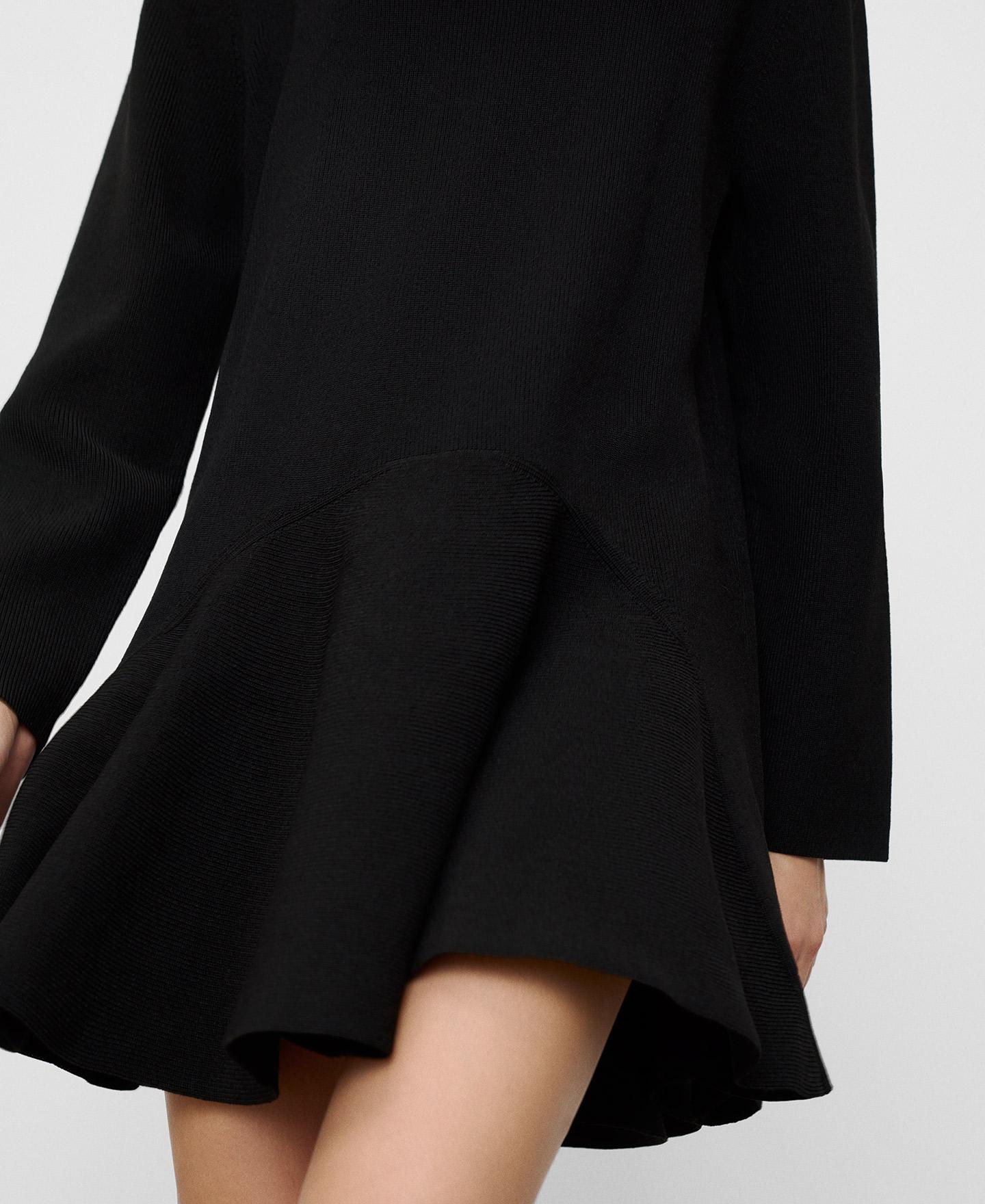 Vestido Curto de Manga Comprida com Folho Preto-6