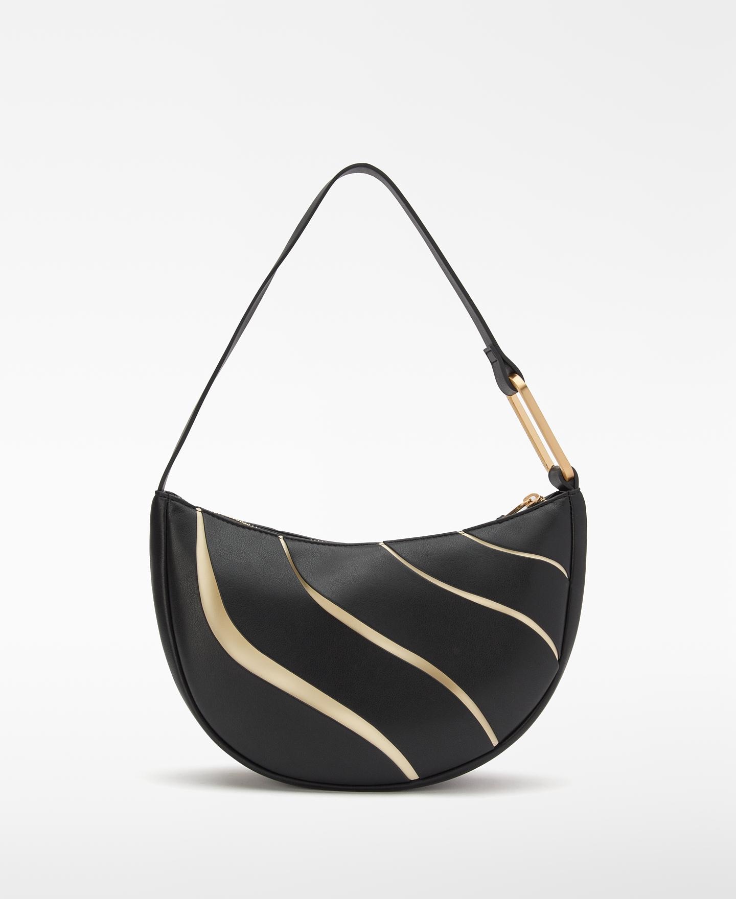 Mala de Ombro Luna com Fecho Zip Preto-2