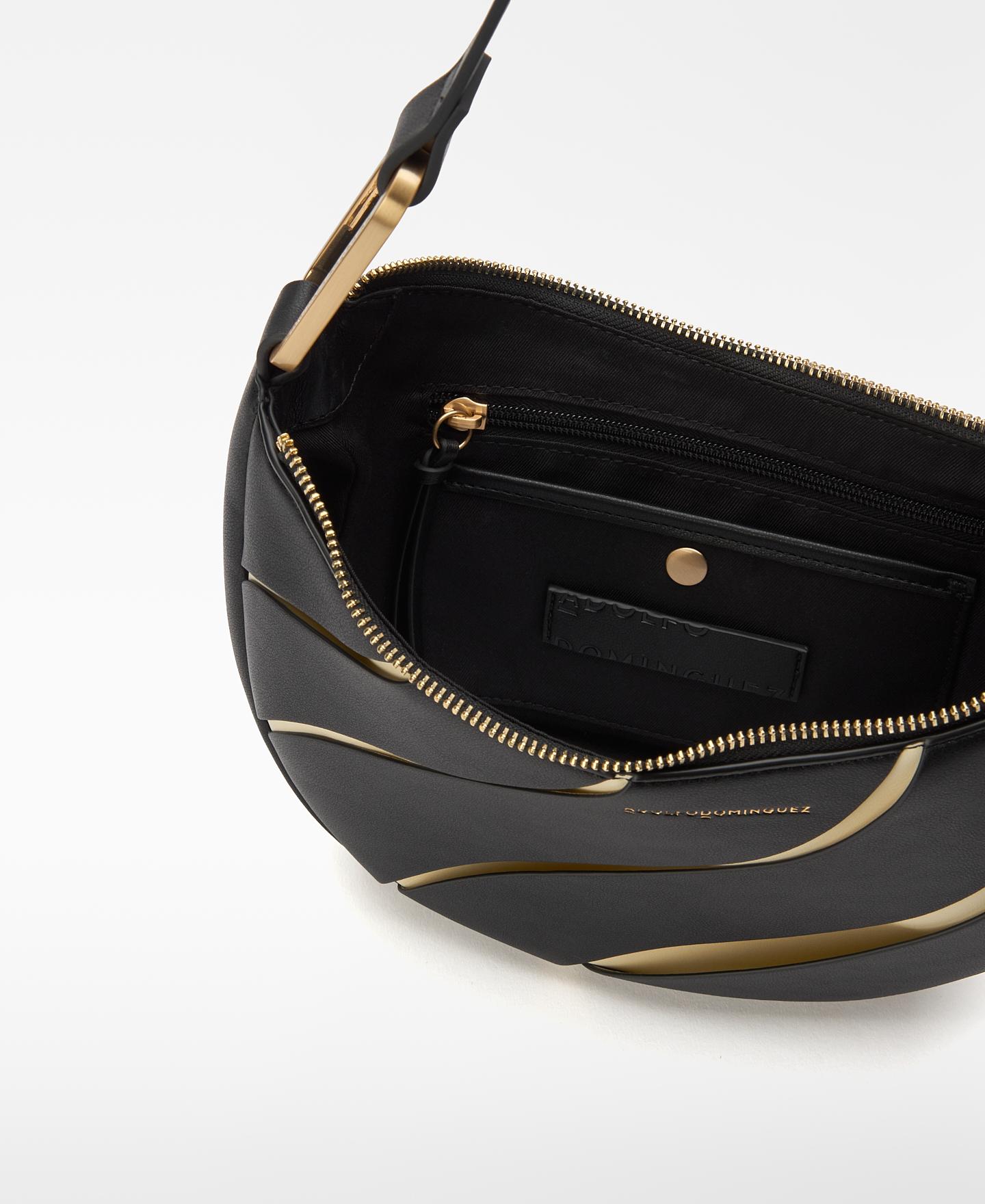 Mala de Ombro Luna com Fecho Zip Preto-3