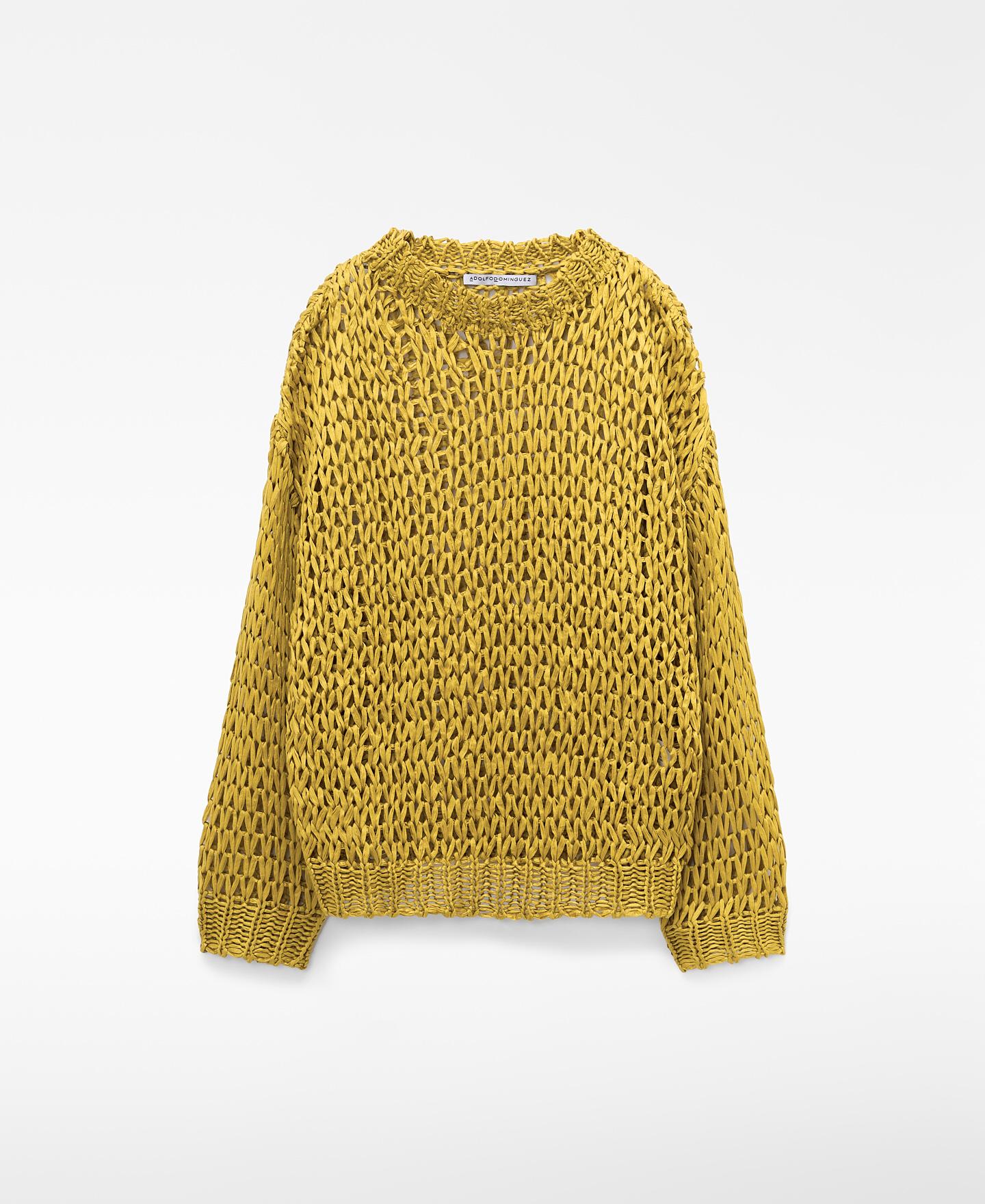 Camisola de Cupro com Gola Redonda e Manga Comprida Pistácio-5